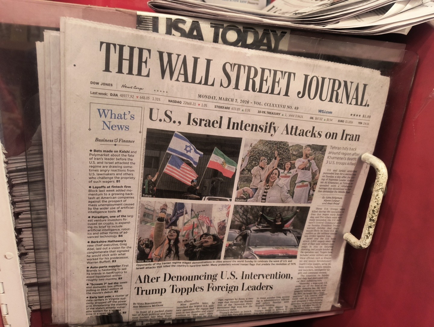 The Wall Street Journal Monday March 2nd 2026 U.S. , Israel Intensify Attacks on