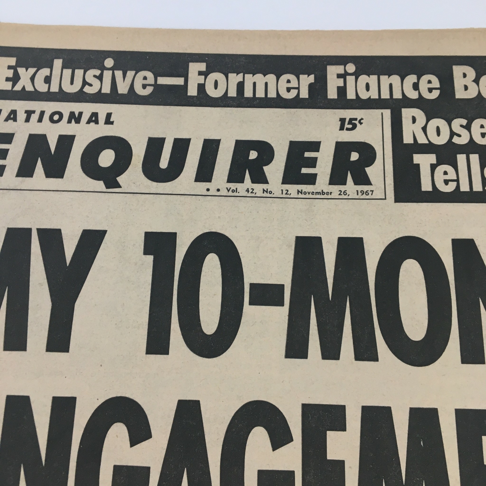 National Enquirer Newspaper November 26 1967 Lieutenant Rosenbach & Lynda Bird