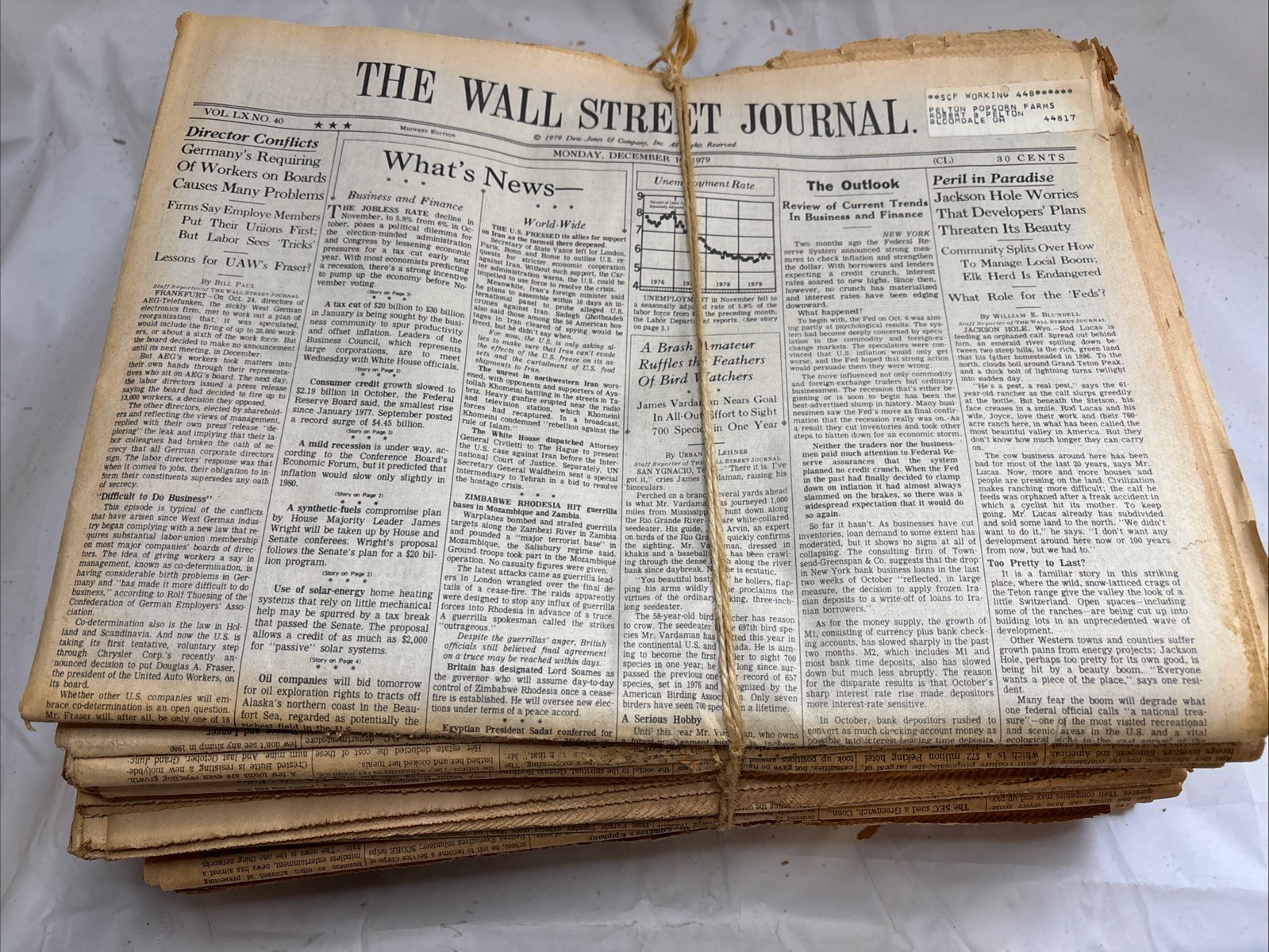 Wall Street Journal Lot Of 36 Newspaper Issues 1979 & 1980 Iran Crisis Articles