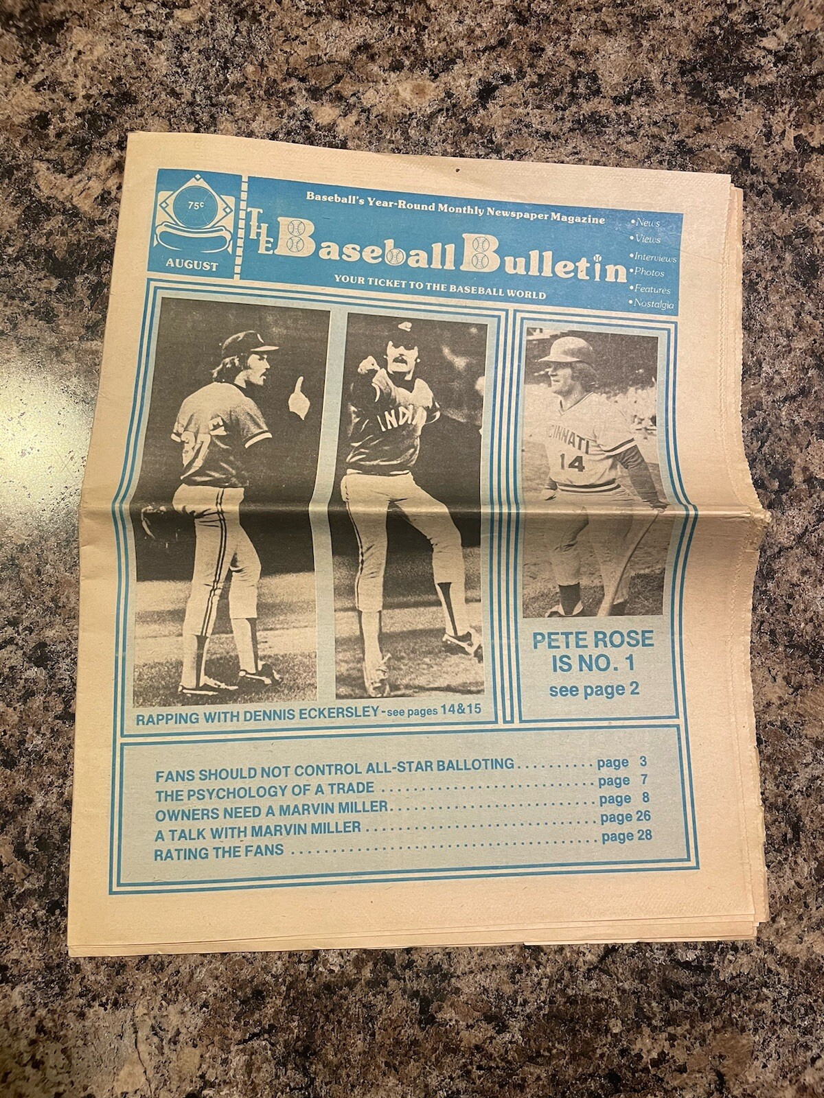1977 Baseball Bulletin Newspaper. Pete Rose, Cincinnati Reds