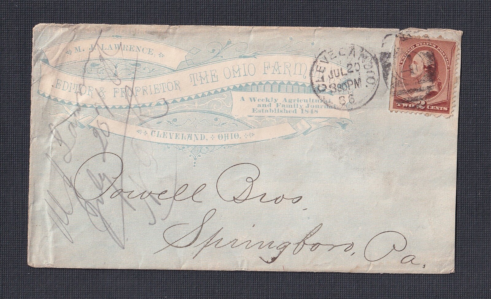 USA 1886 ’THE OHIO FARMER’ PERIODICAL ALL OVER ILLUSTRATED ADV. COVER CLEVELAND