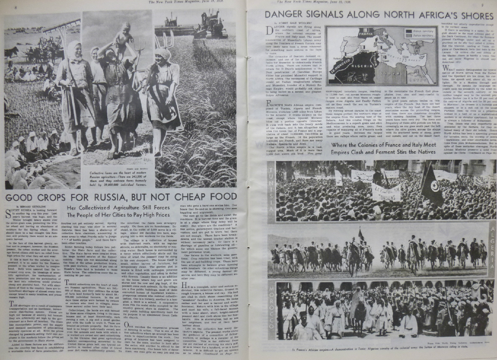 1938 JUNE 19 AUDUBON BIRD’S ANDRE MAUROIS – RUSSIA CROPS NORTH AFRICA NY TIMES