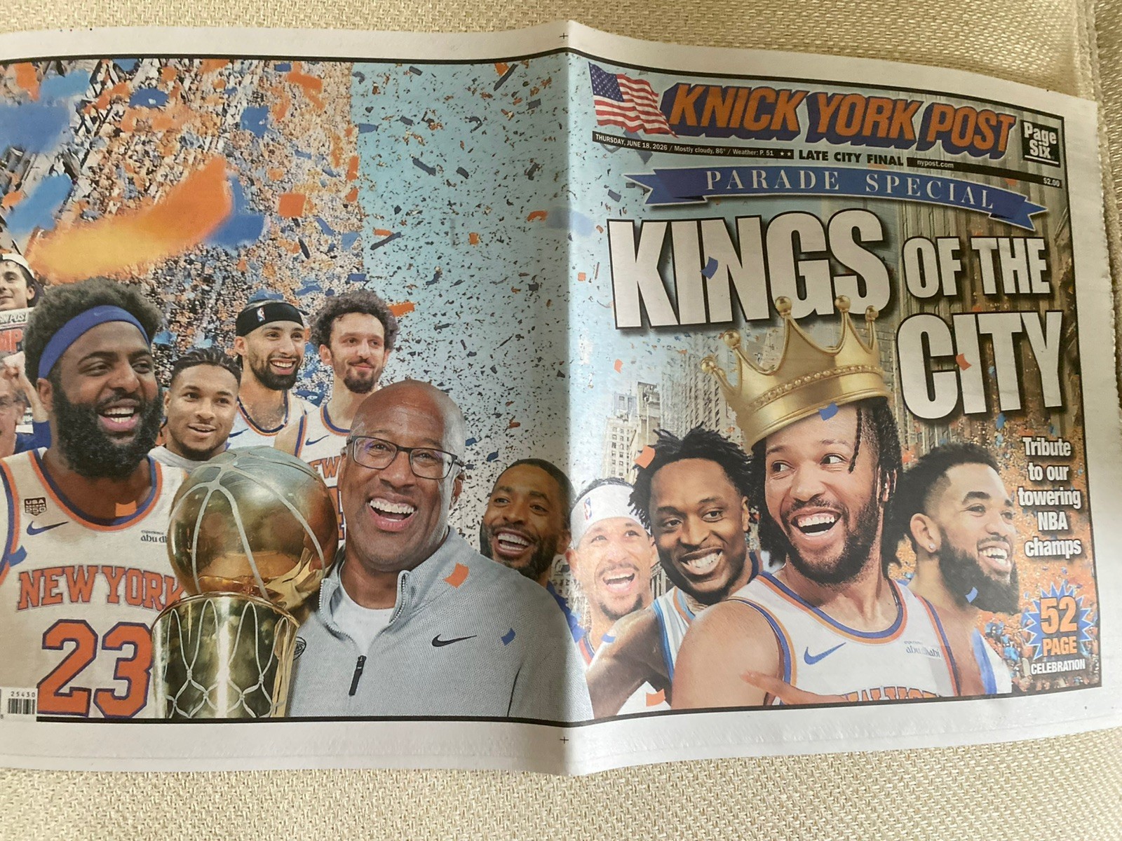 New York Post June 18 2026 NY Knicks NBA Championship Parade Special Newspaper