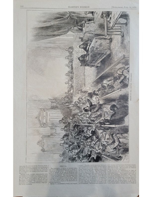 Debate in Servian Parliment 1876 Harper’s Weekly Wood Block Engraving