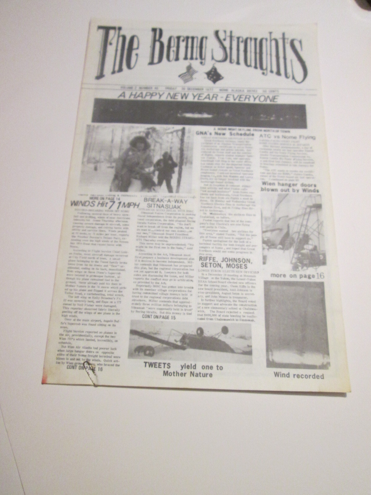 The Bering Straights Newspaper Nome Alaska Dec 1977 Community News Storm Winds
