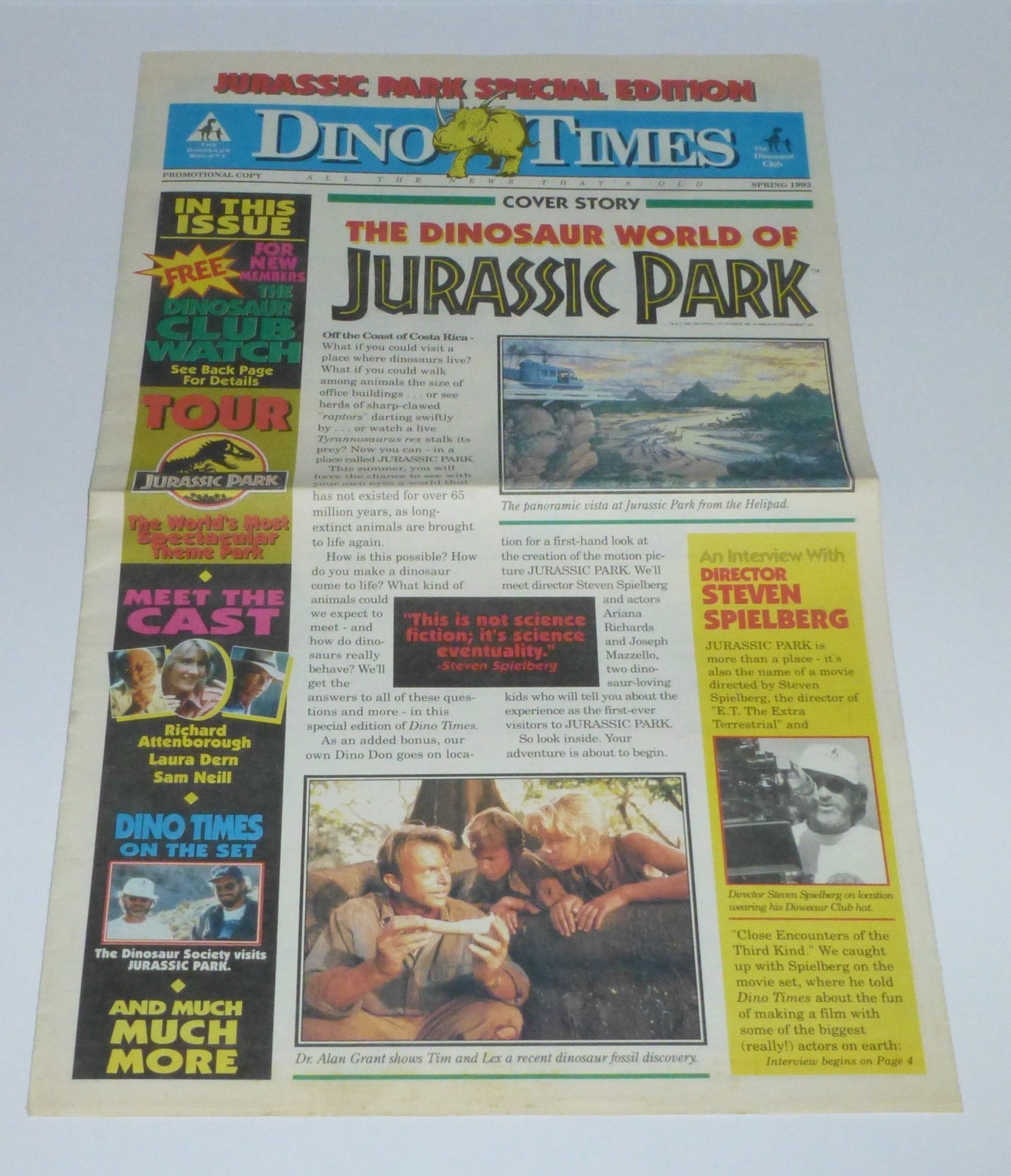 Dino Times: Jurassic Park Special Edition, Promotional Newspaper, Spring 1993