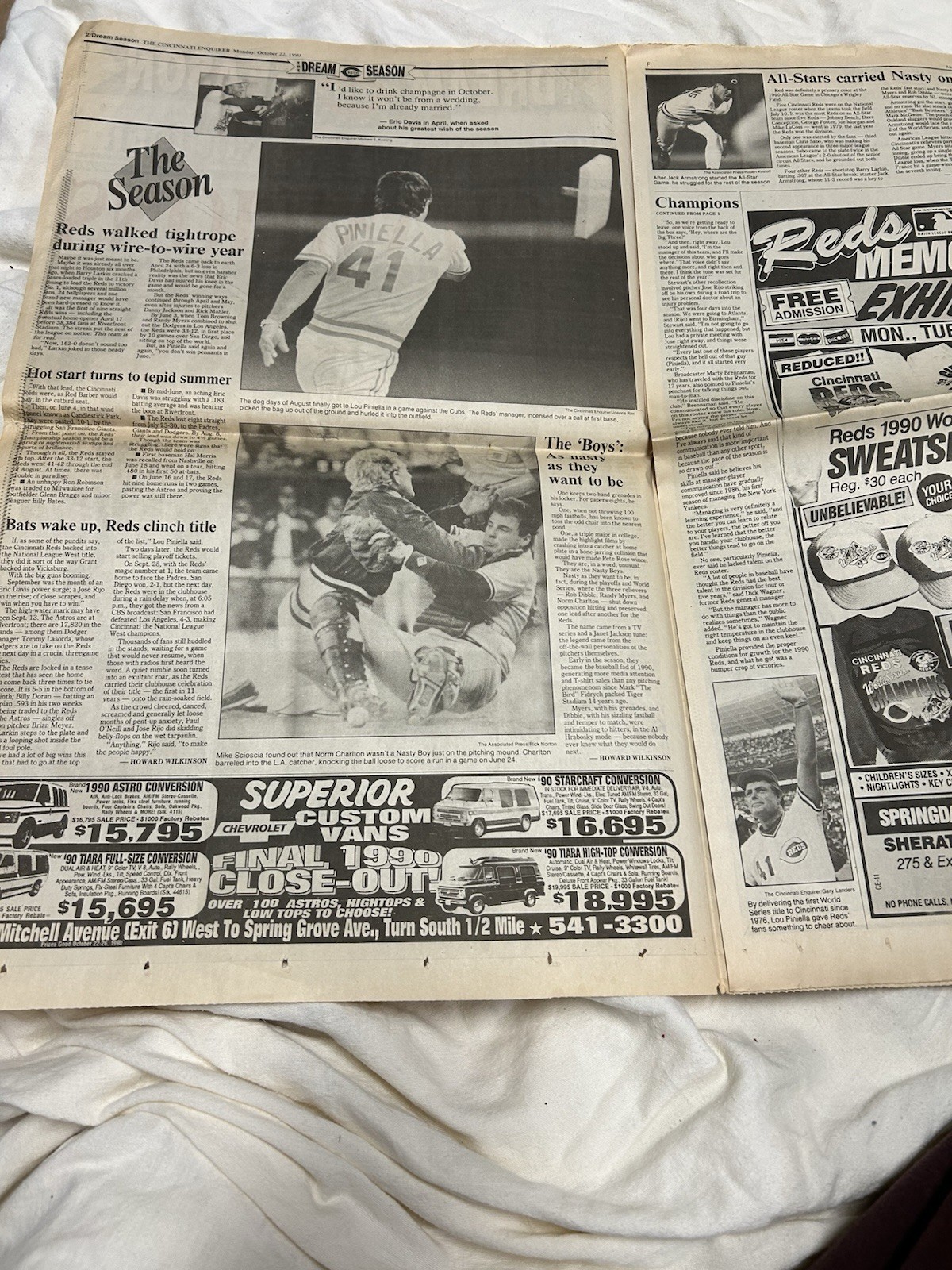 Cincinnati Enquirer – Oct 22, 1990 – Reds Win world Series