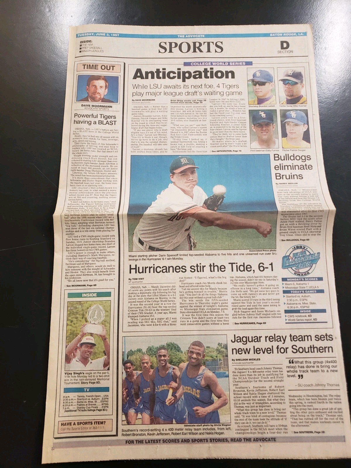 LSU Tigers 1997 Baseball College World Series CWS The Advocate Newspapers