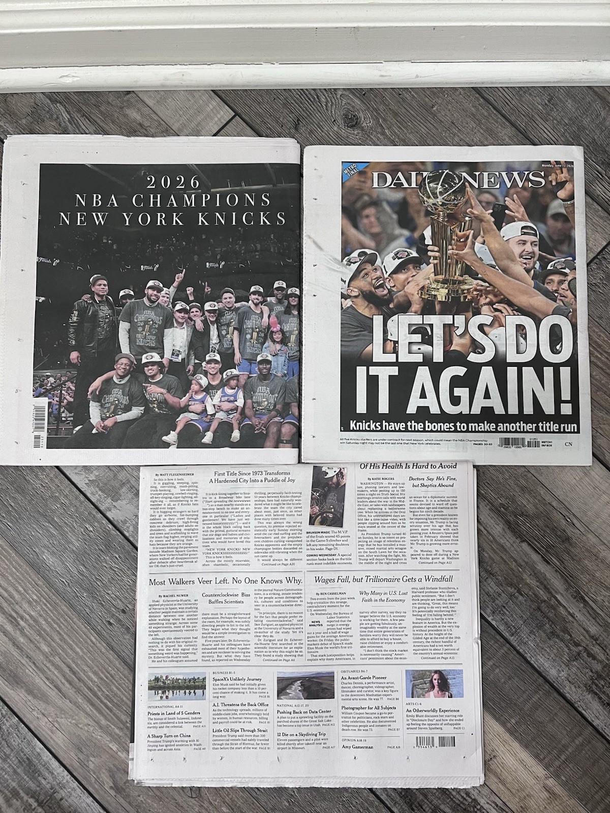 New York Knicks NBA Newspapers N.Y. Times Post Daily News Champions ??
