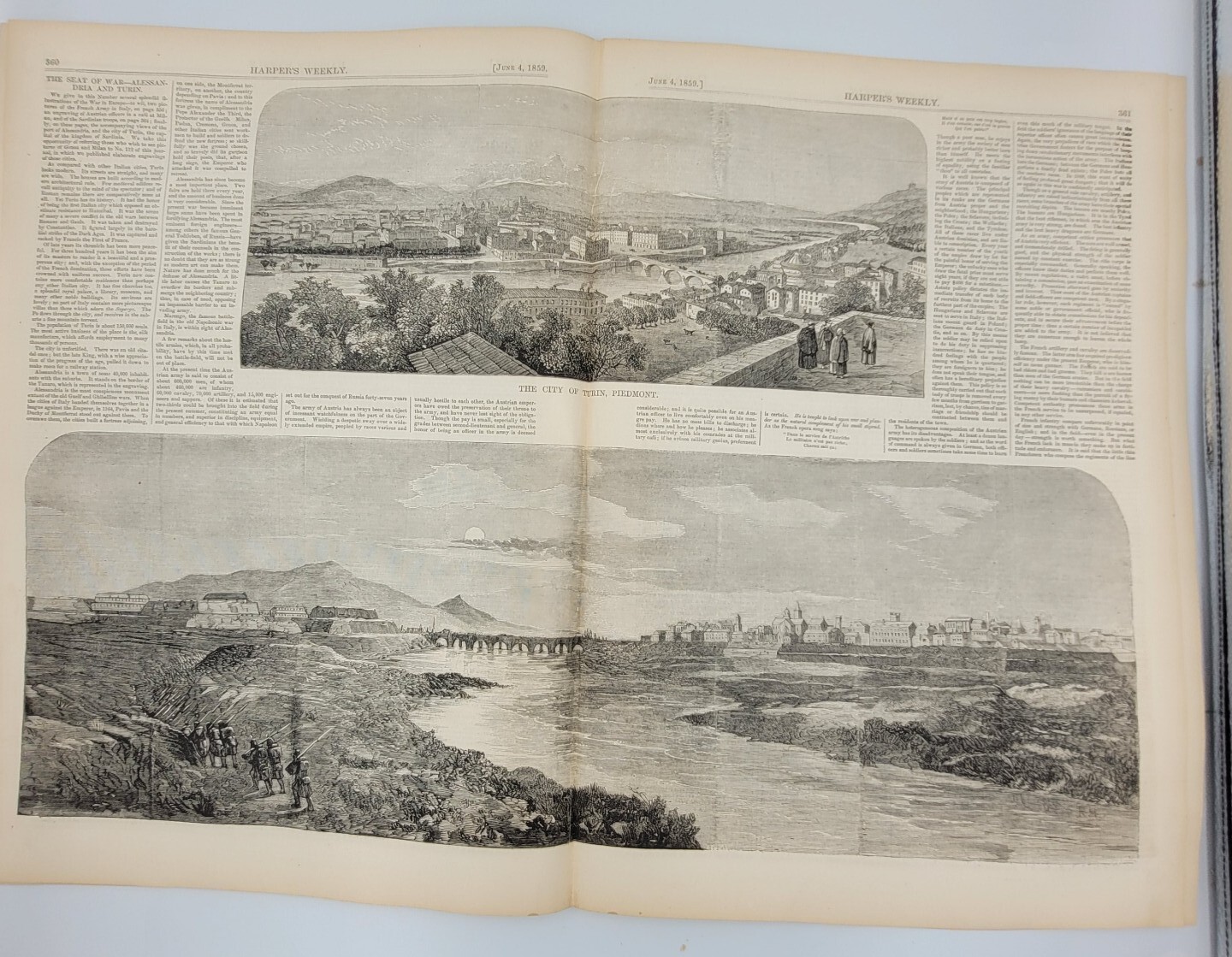 Harper’s Weekly 6/4/1859 TurinPiedmont Italy / Massacre in Mexico