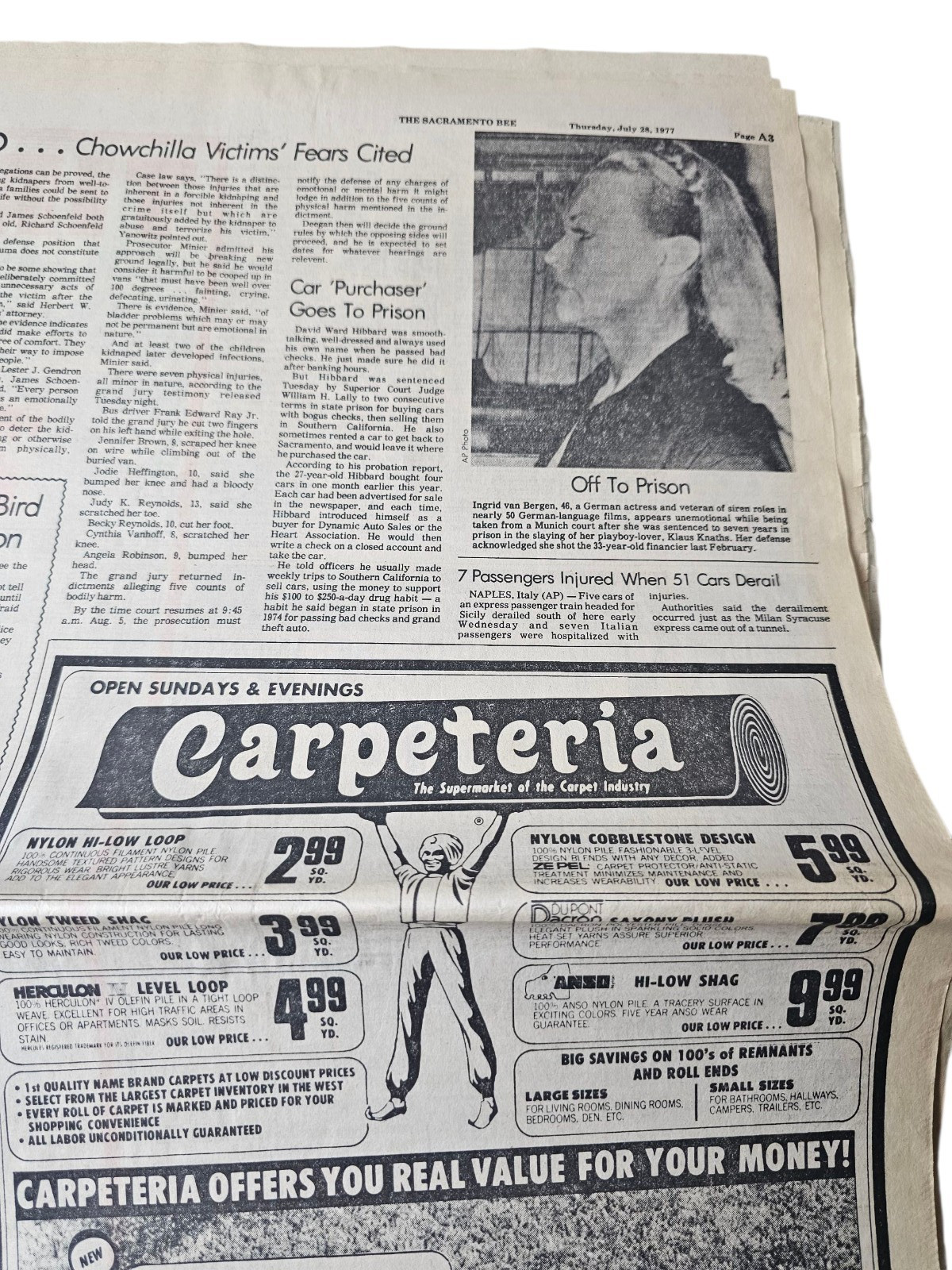 Wayward Kite Fire Chinese Test Bomb Sacramento Bee CA July 28, 1977 Newspaper