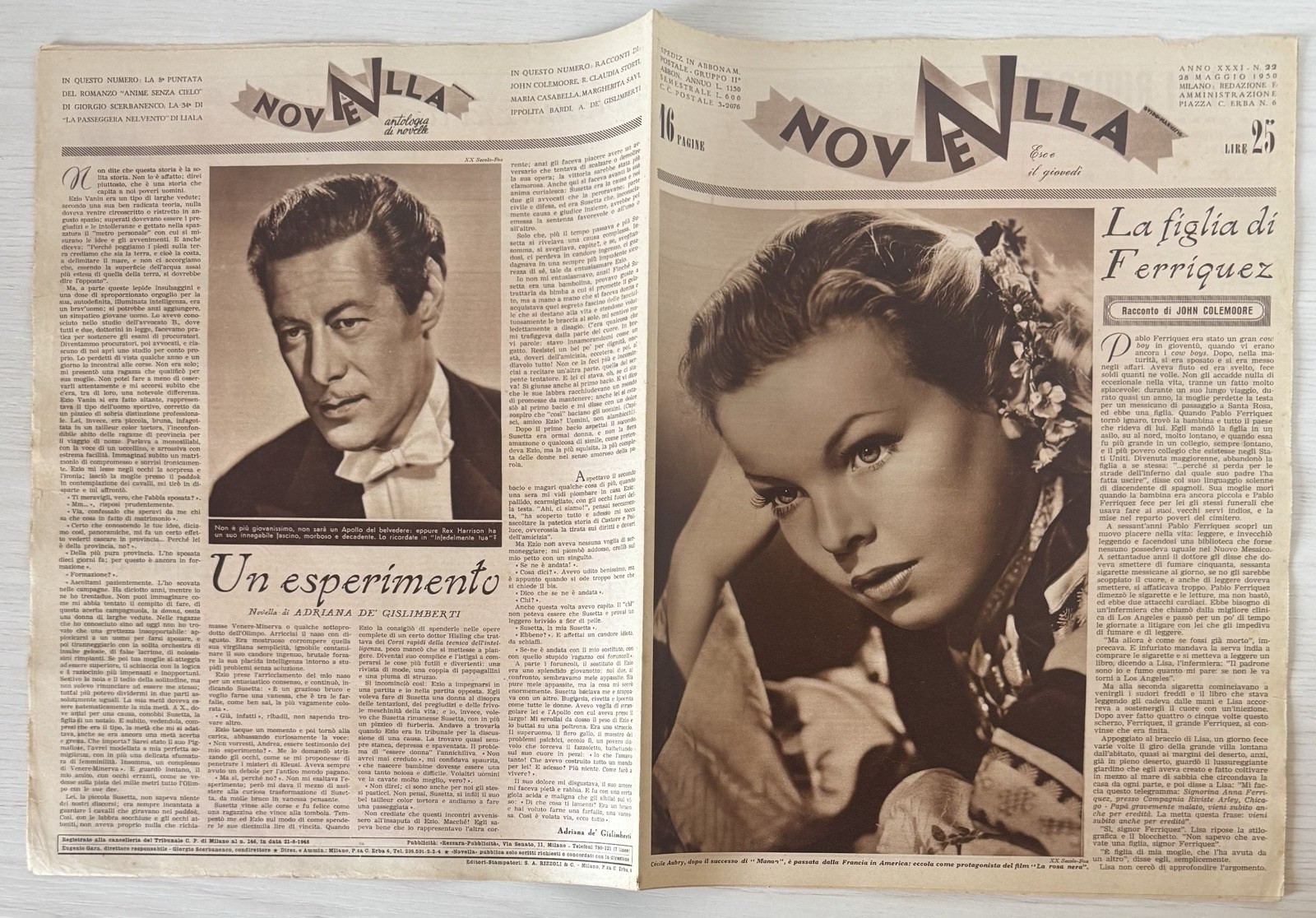 NEWS women’s literary magazine rizzoli No.22 1950 year XXXI cecile aubry