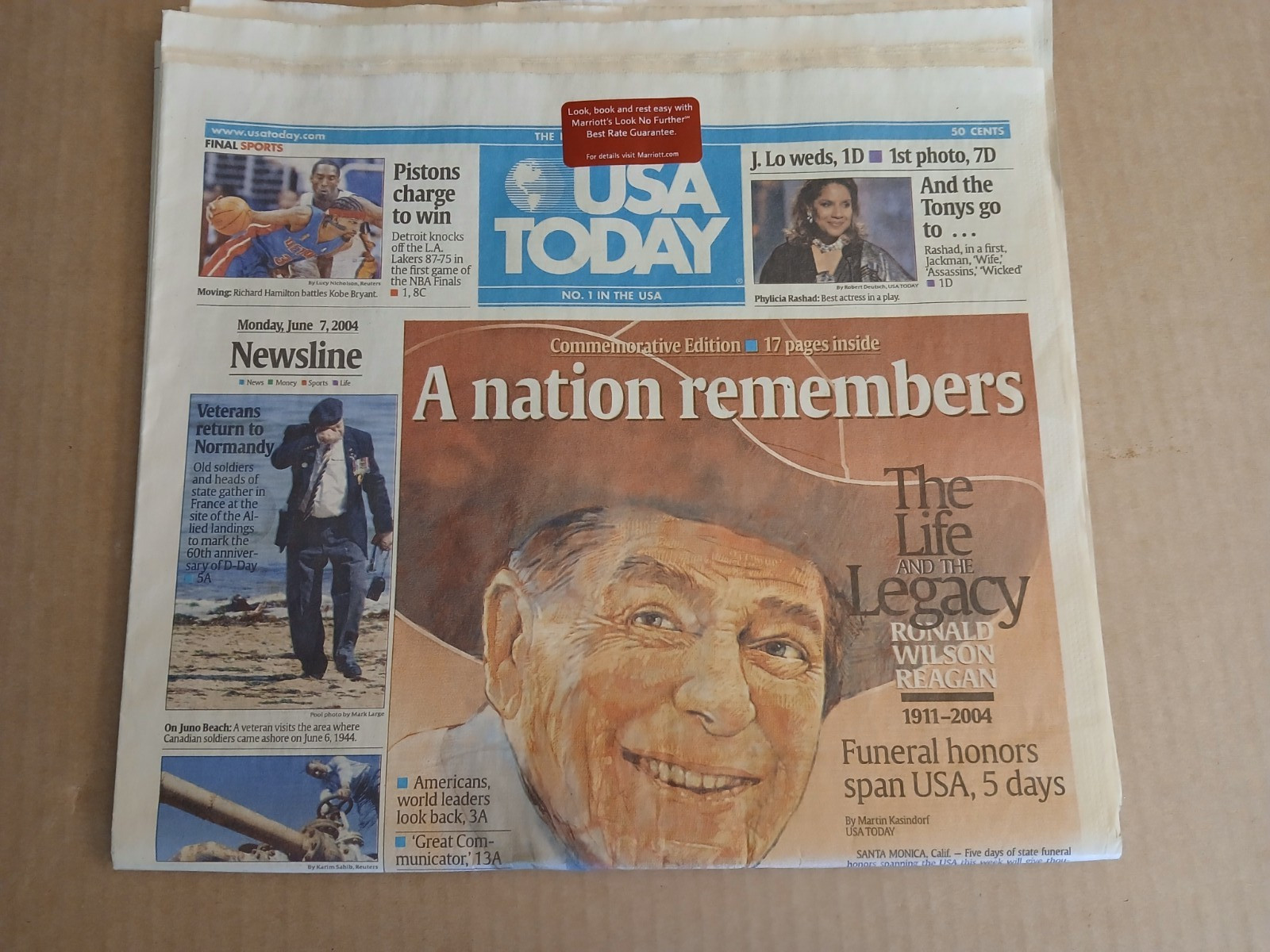 2004 USA Today newspaper Ronald Reagan Commemorative Edition funeral
