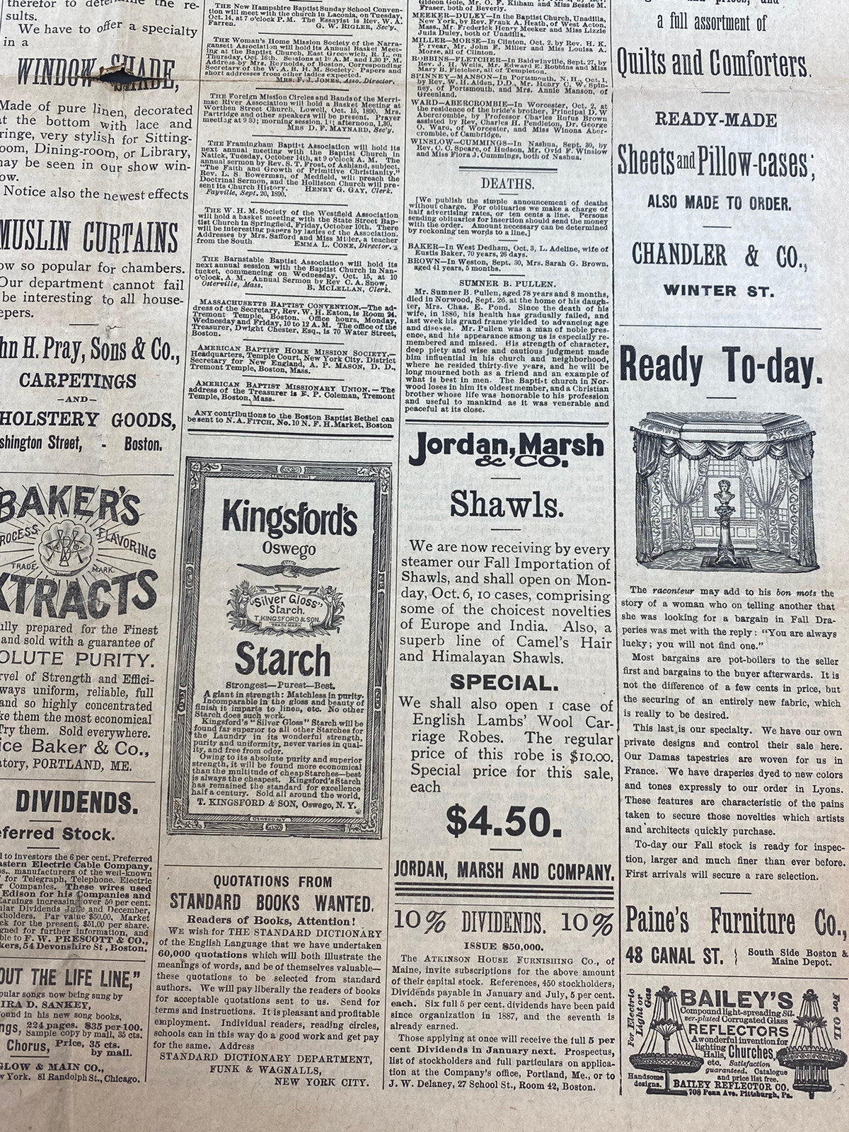 1890 Boston Newspaper “The Watchman” Many Interesting Ads & Articles, Catholic