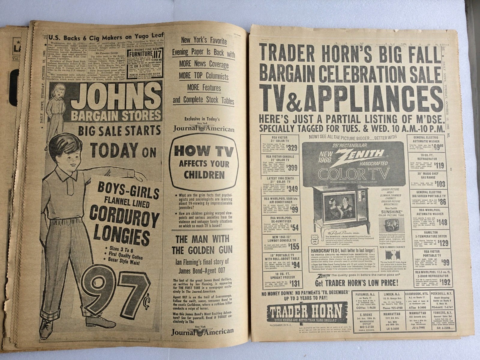 Lot of 2 – GIRL 12, KIDNAP FROM SCHOOL New York Daily News October 12 & 14 1965