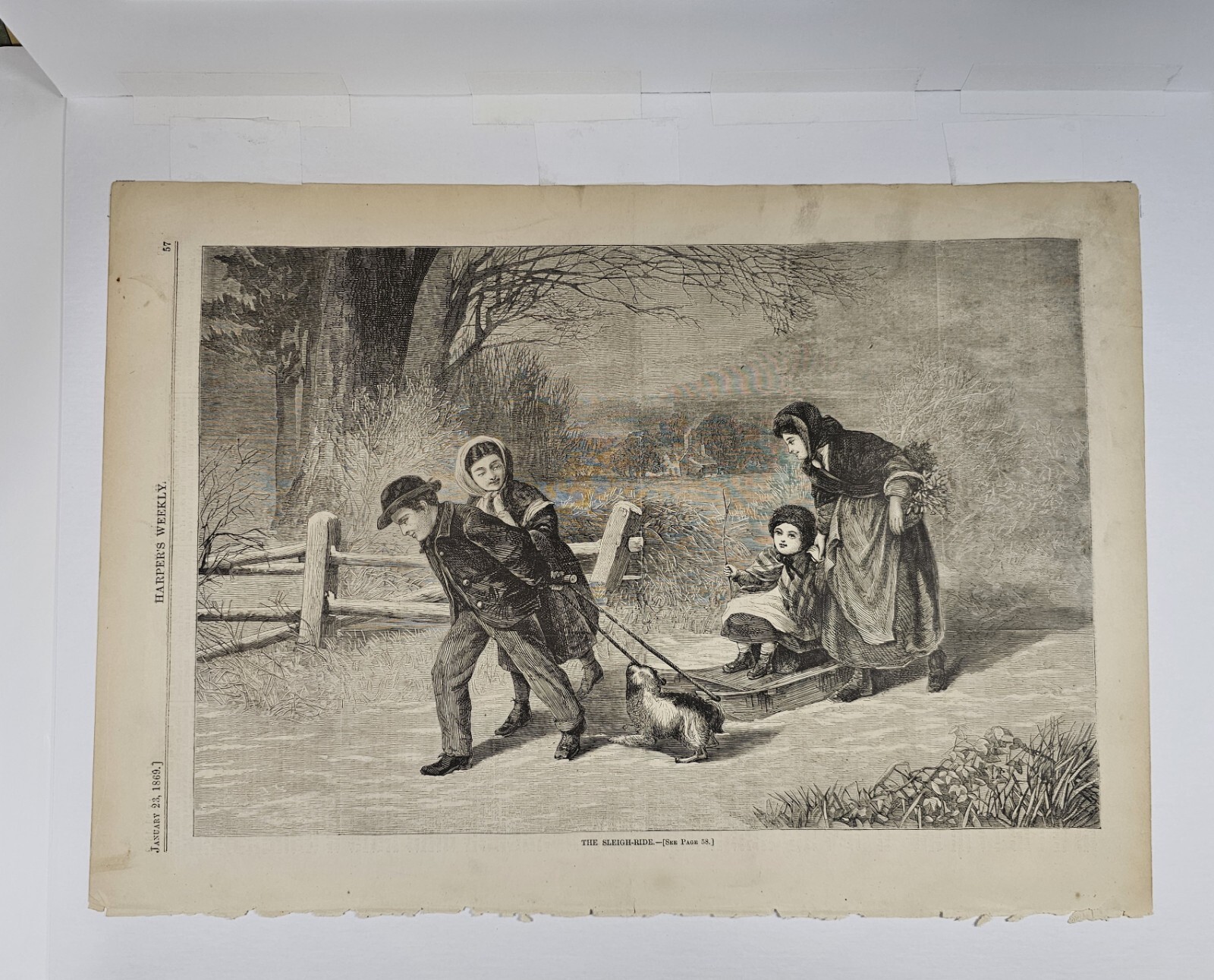 Harper’s Weekly January 23, 1869 ” The Sleigh Ride.” Page 57