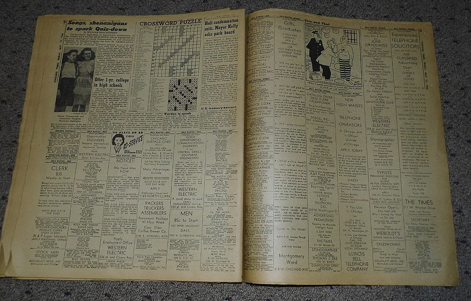 Chicago Daily Times Picture Newspaper Friday May 17, 1946~GREAT PERIOD ADS!