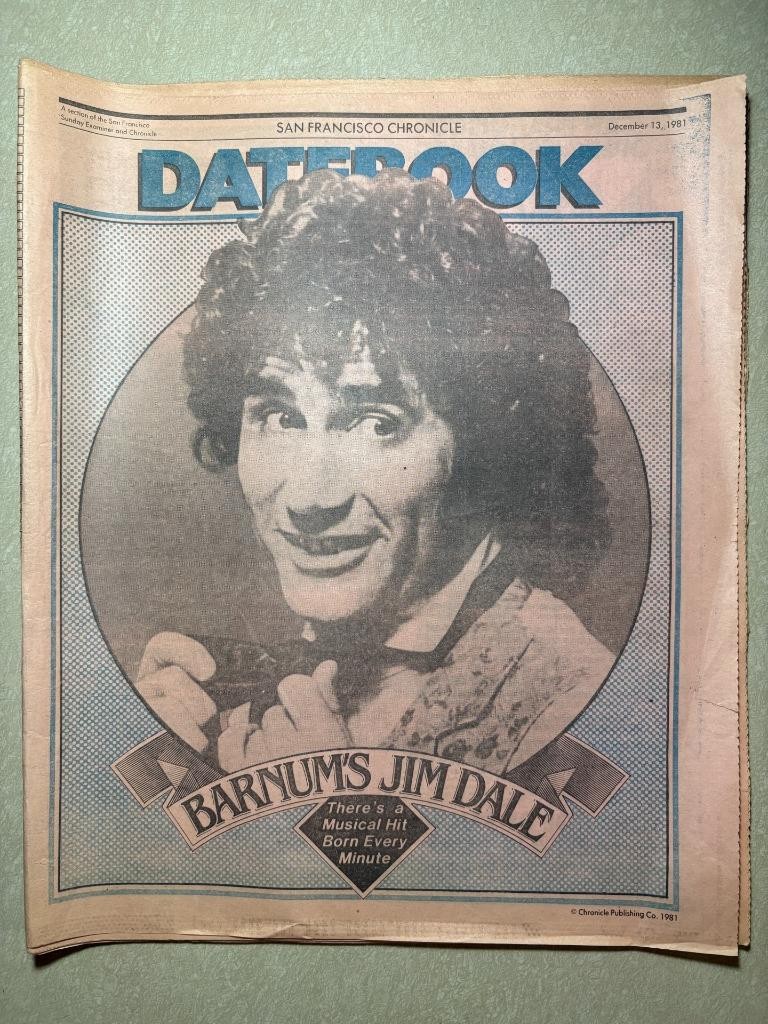 San Francisco Chronicle Datebook Dec 1981 Jim Dale vtg newspaper del shannon