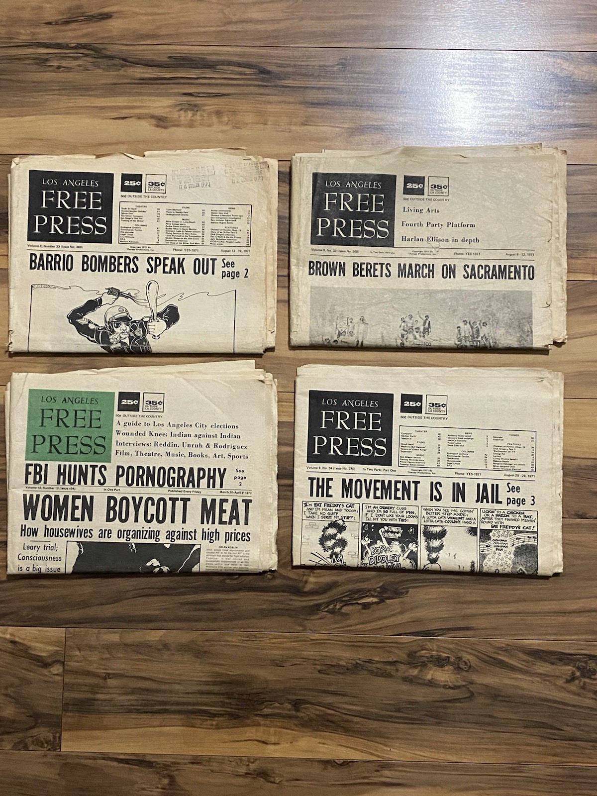 Lot of 4 Los Angeles LA Free Press Newspapers Loads of Vintage Music Ads