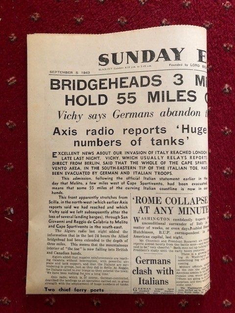 Italy Invaded Newspaper 1943
