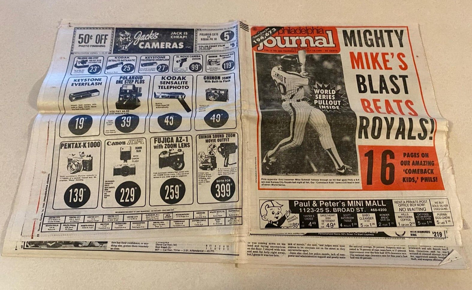 Philadelphia Journal Tabloid October 16 1980 Vol 3 #263 MLB Phils Mike Schmidt