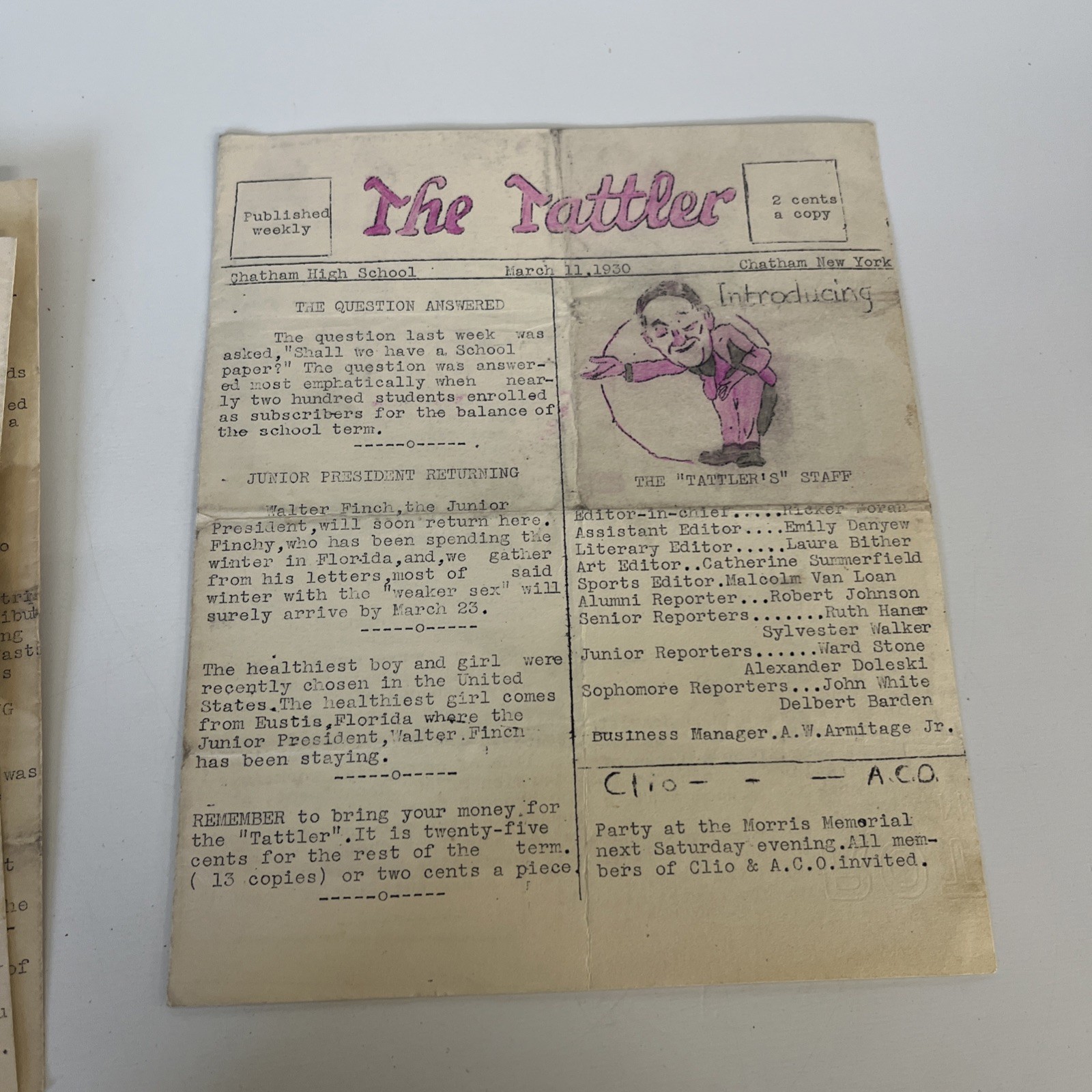 Lot 30+ High School Newspapers The Tattler 1930-1934 Chatham NY Columbia County