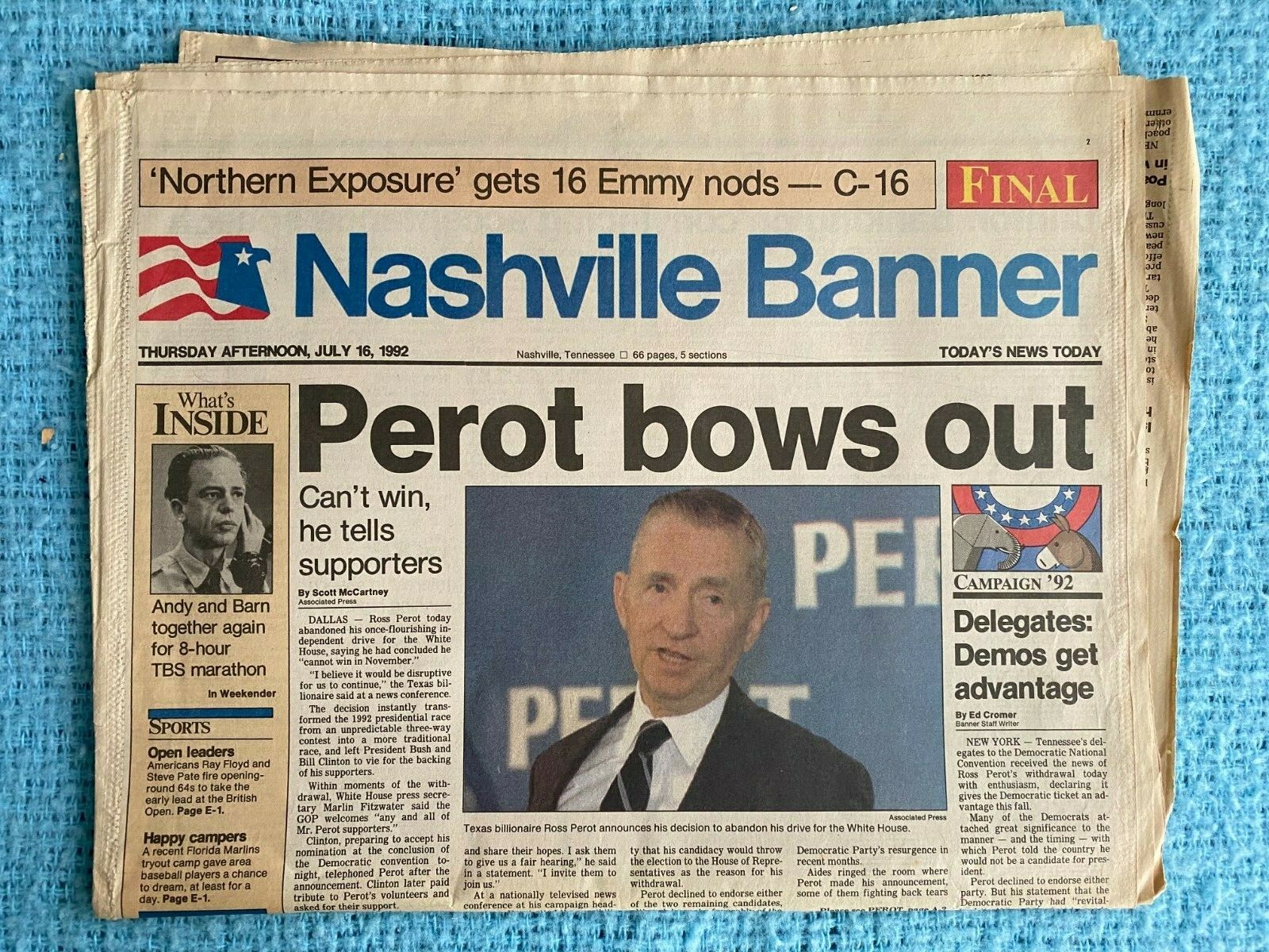 Ross Perot Quits Presidential Race July 1992 The Nashville Banner Newspaper