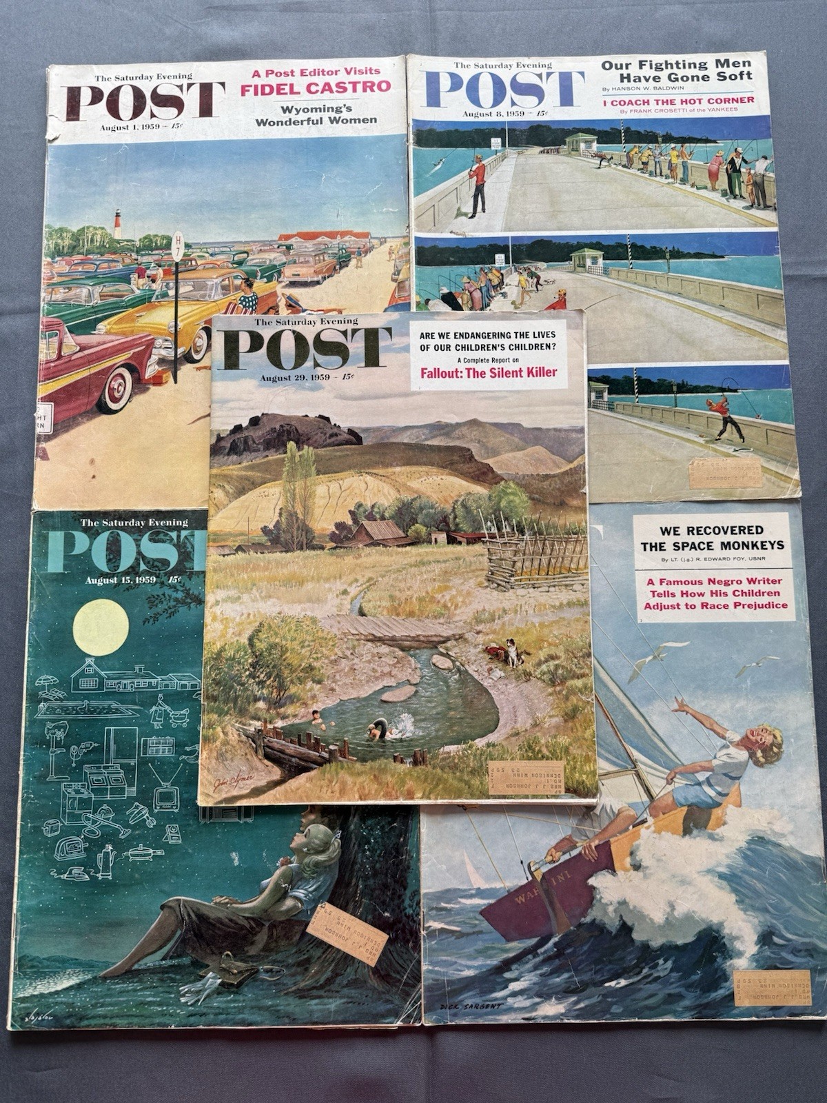 SATURDAY EVENING POST, Lot of 5 Issues: August 1, 8, 15, 22, and 29 ALL 1959