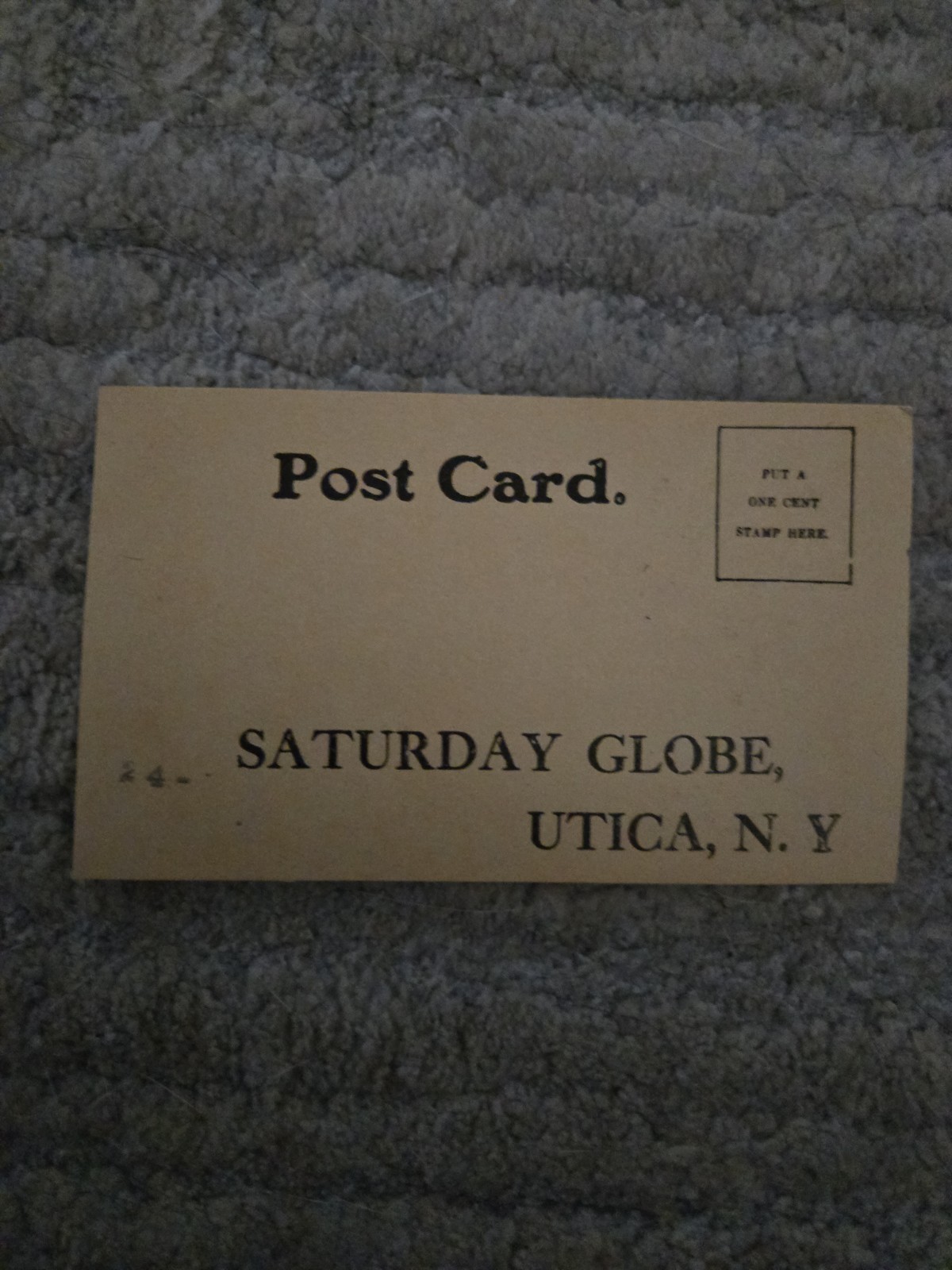 Vintage 1900s Utica New York Saturday Globe Agents Terms And Post Card