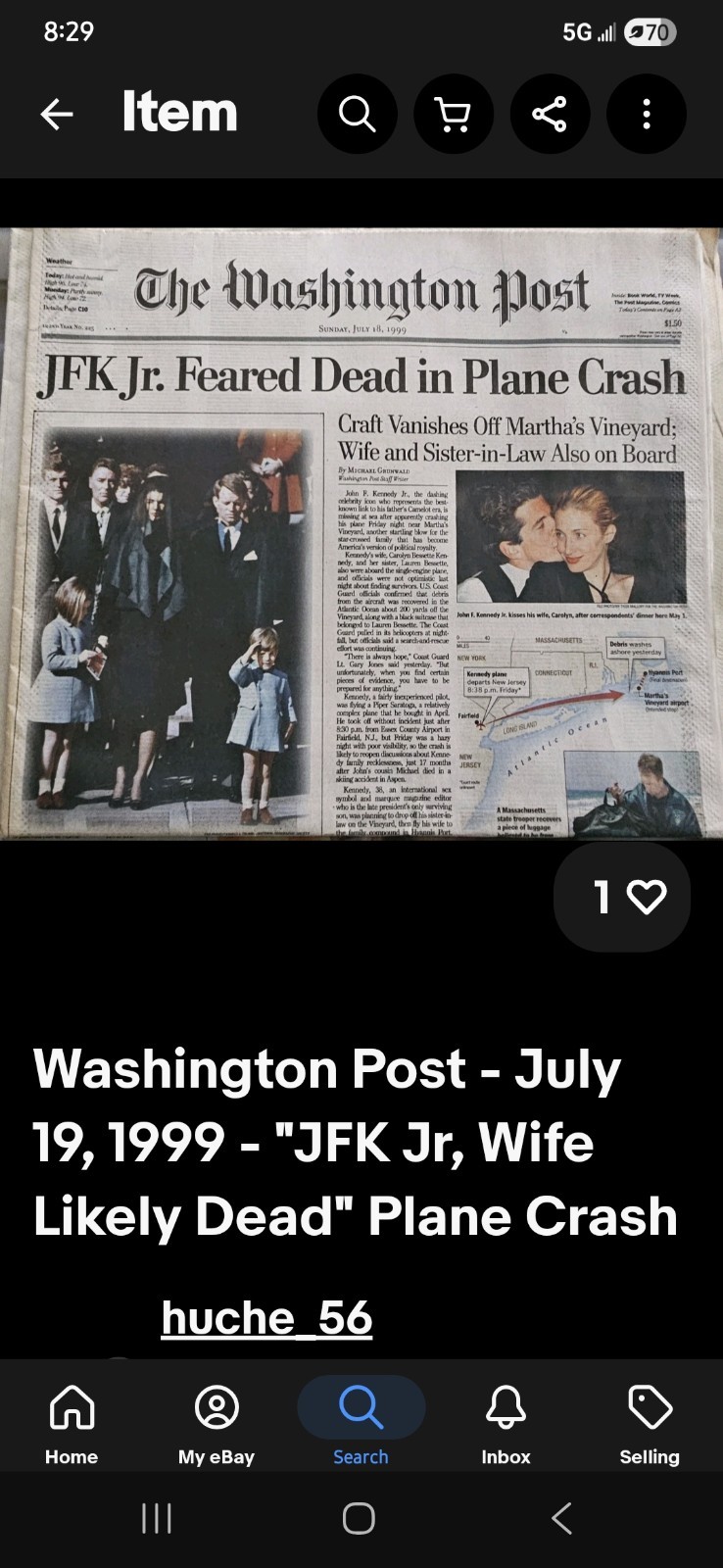 JFK Jr PLANE CRASH Washington Post July 18 1999 plus People Magazine Aug 2 1999
