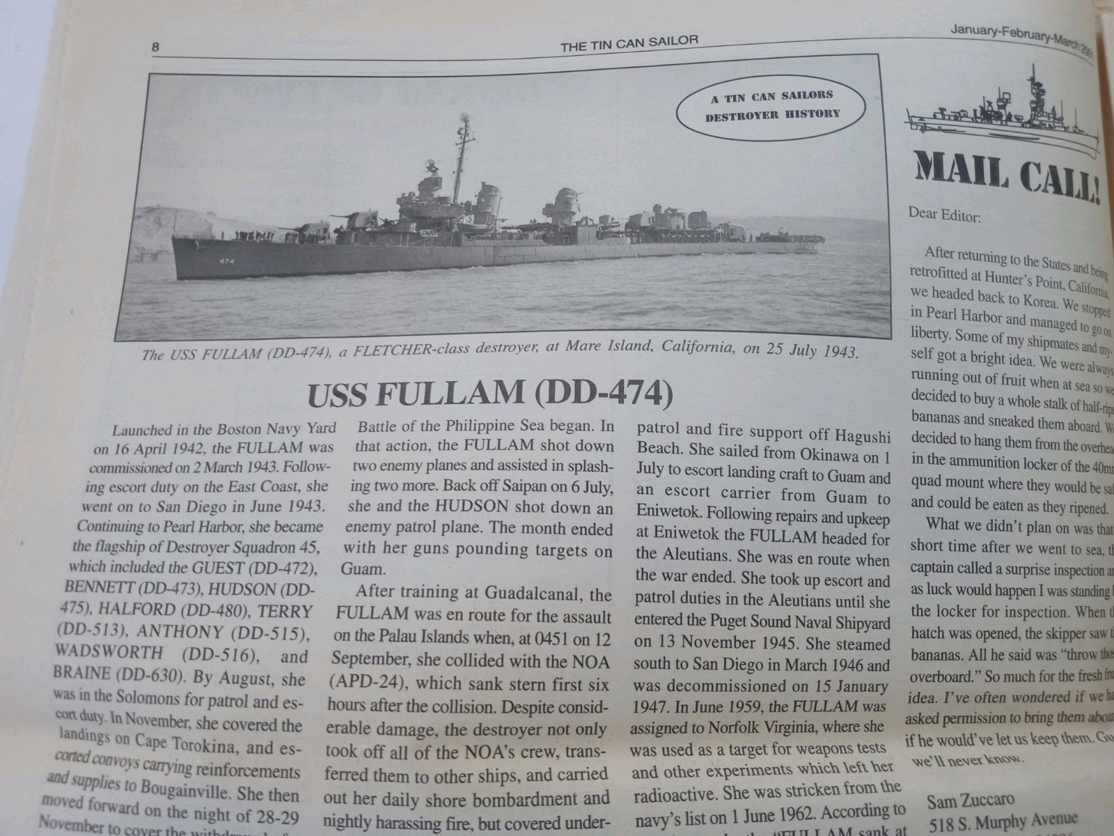 The TIN CAN SAILOR Newspaper 2001 Vol 25 #1 DESTROYER OPERATIONS AGAINST ITALY