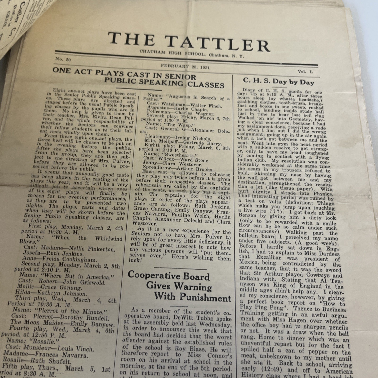 Lot 30+ High School Newspapers The Tattler 1930-1934 Chatham NY Columbia County