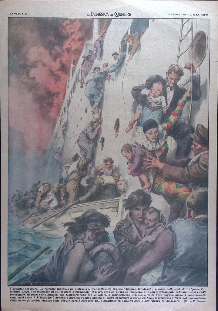 Backcover Domenica del Corriere no. 1954 Empire Windrush in Algeria