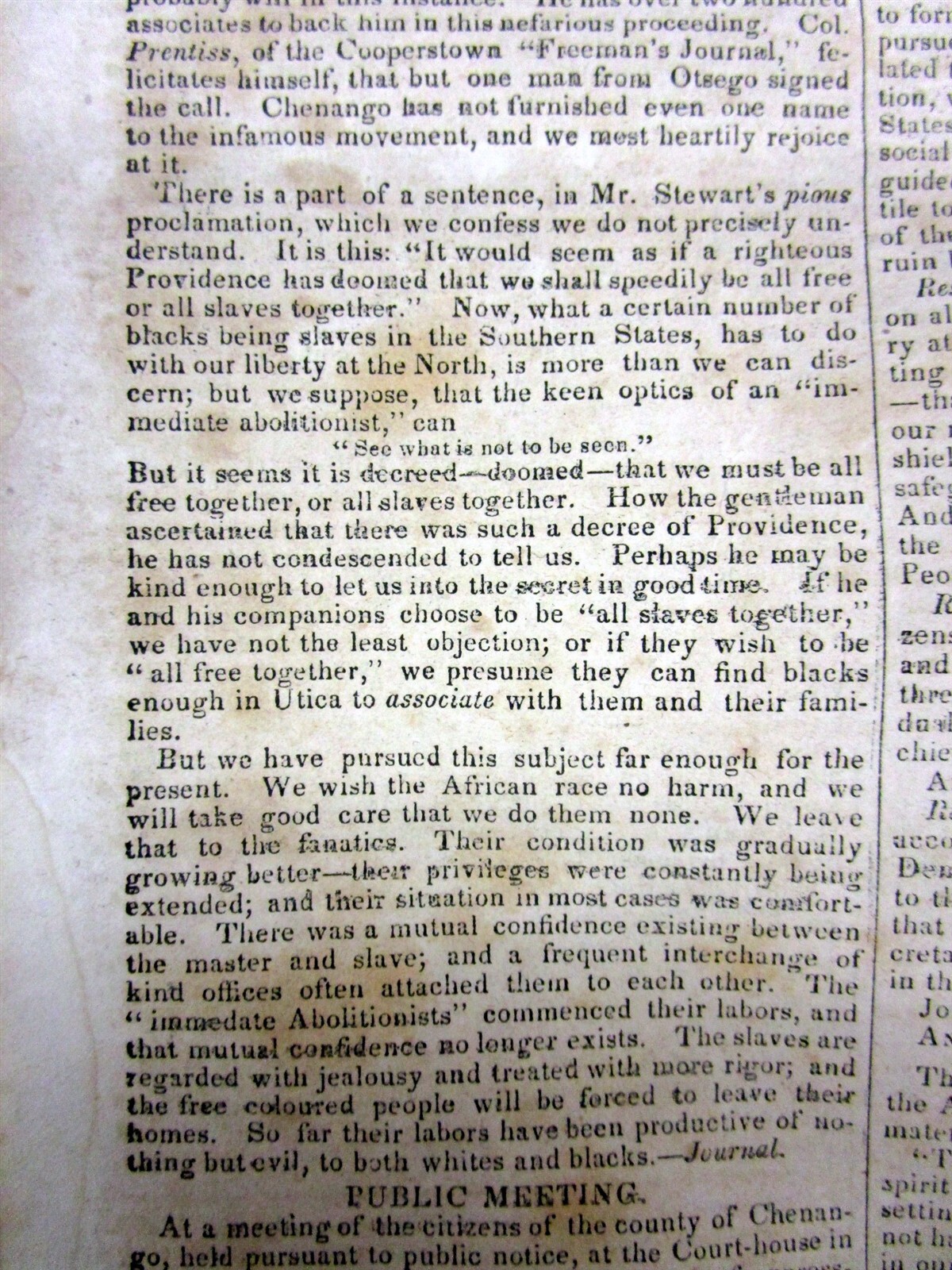 2 1835 Richmond VA newspapers w ANTI-SLAVERY CONVENTION held in UTICA New York