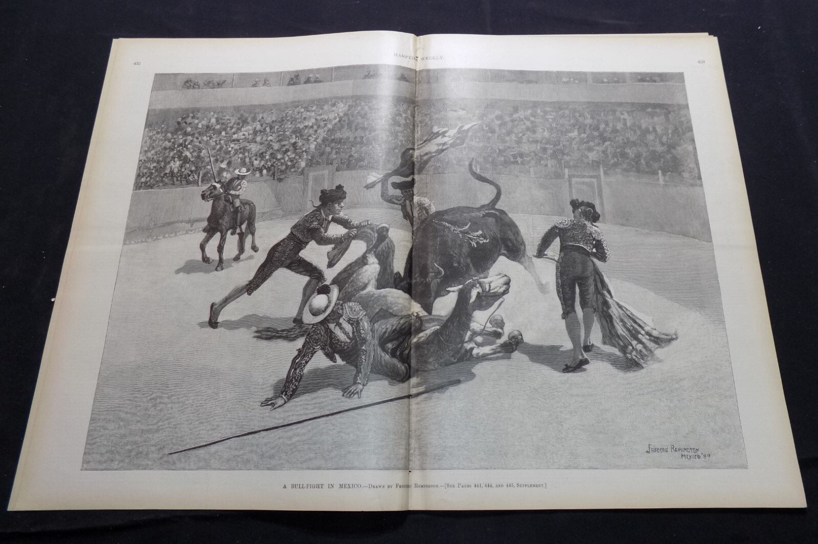 1889 HARPER’S WEEKLY ISSUE JUNE 1, 1889 / FREDERIC REMINGTON & Bull Fighting