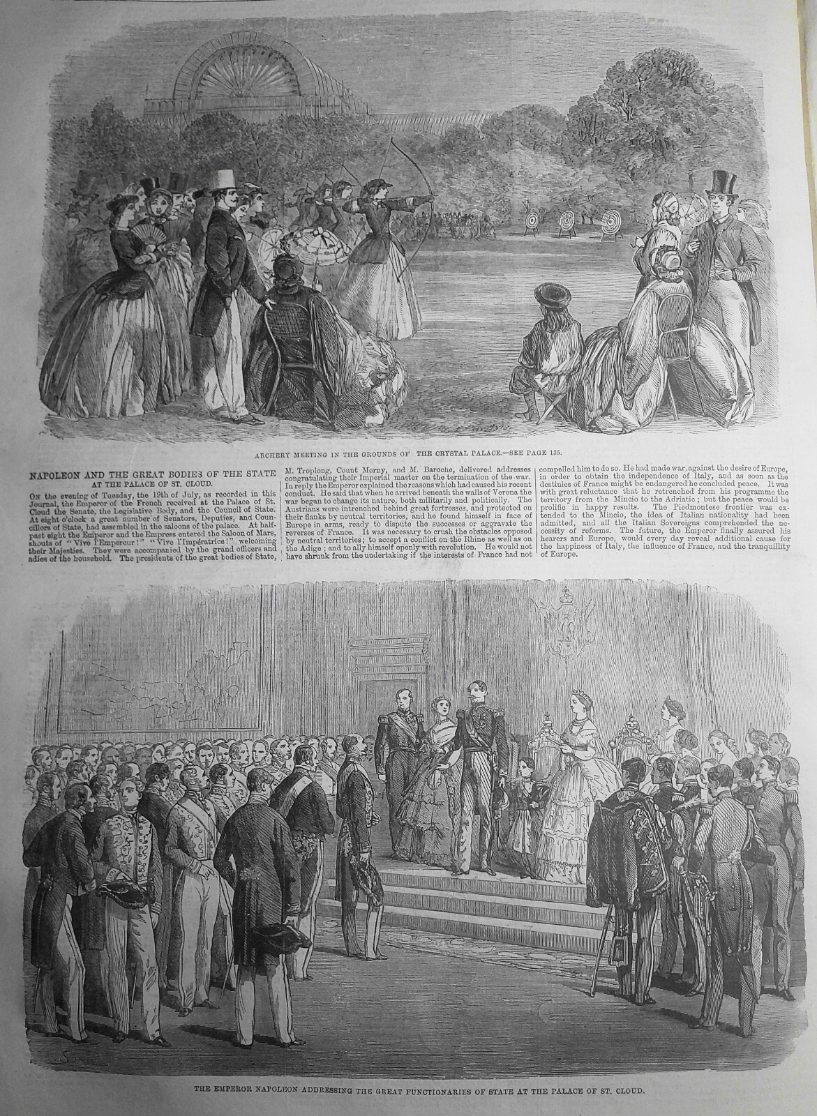 Illustrated London News, August 6, 1859. Peace Conference, Zurich; General Vinoy