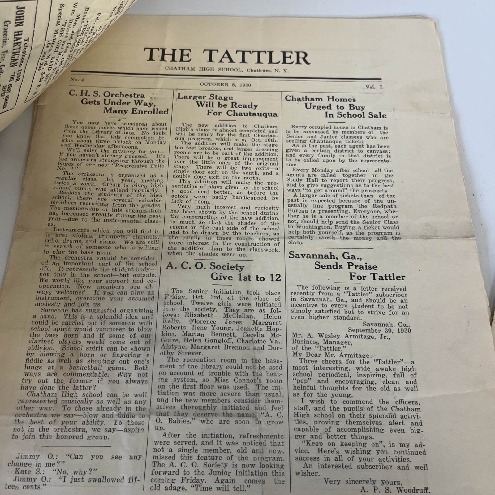 Lot 30+ High School Newspapers The Tattler 1930-1934 Chatham NY Columbia County