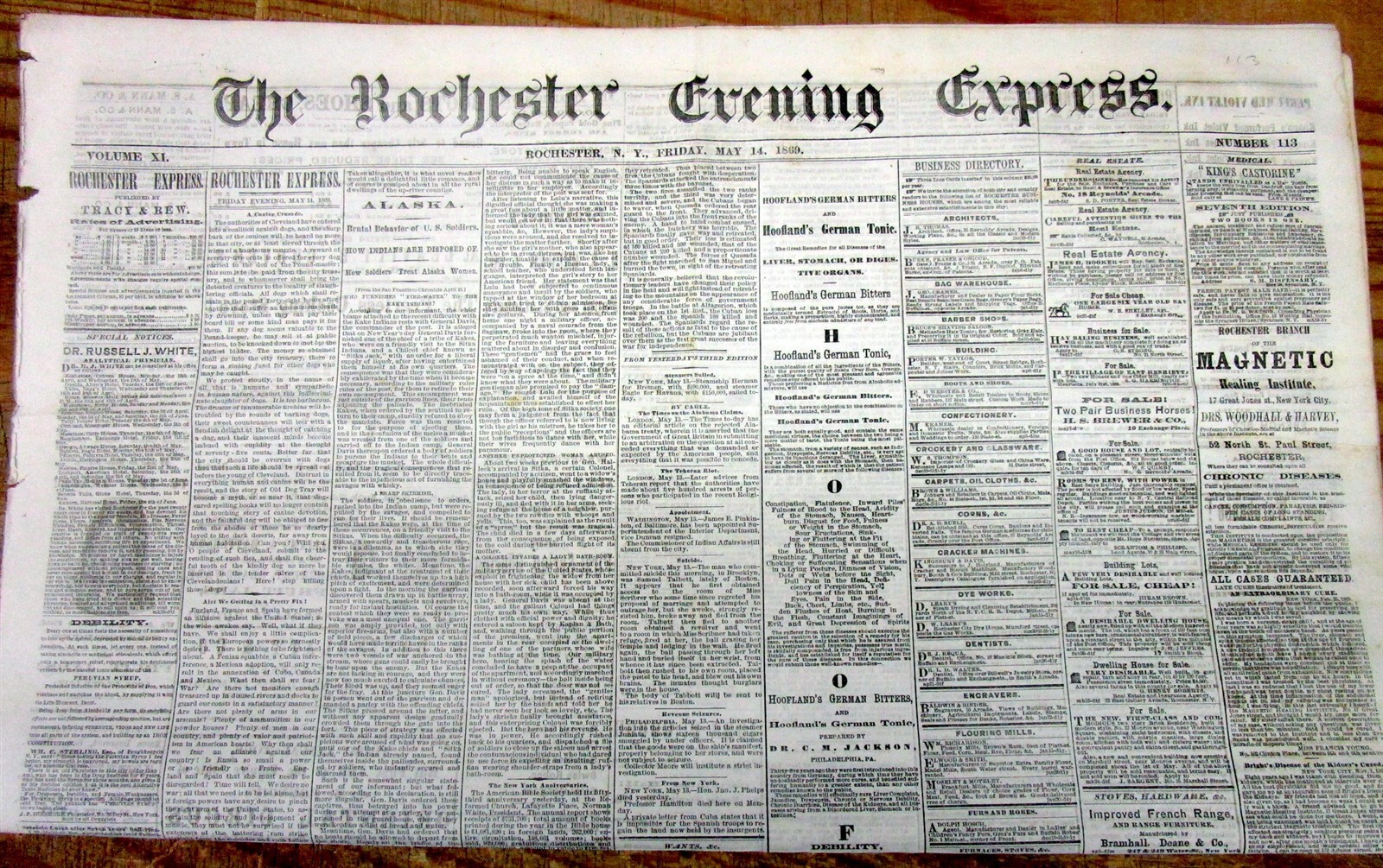 1869 newspaper ALASKA ‘s NATIVE AMERICANS are ABUSED by US SOLDIERS aftrPURCHASE