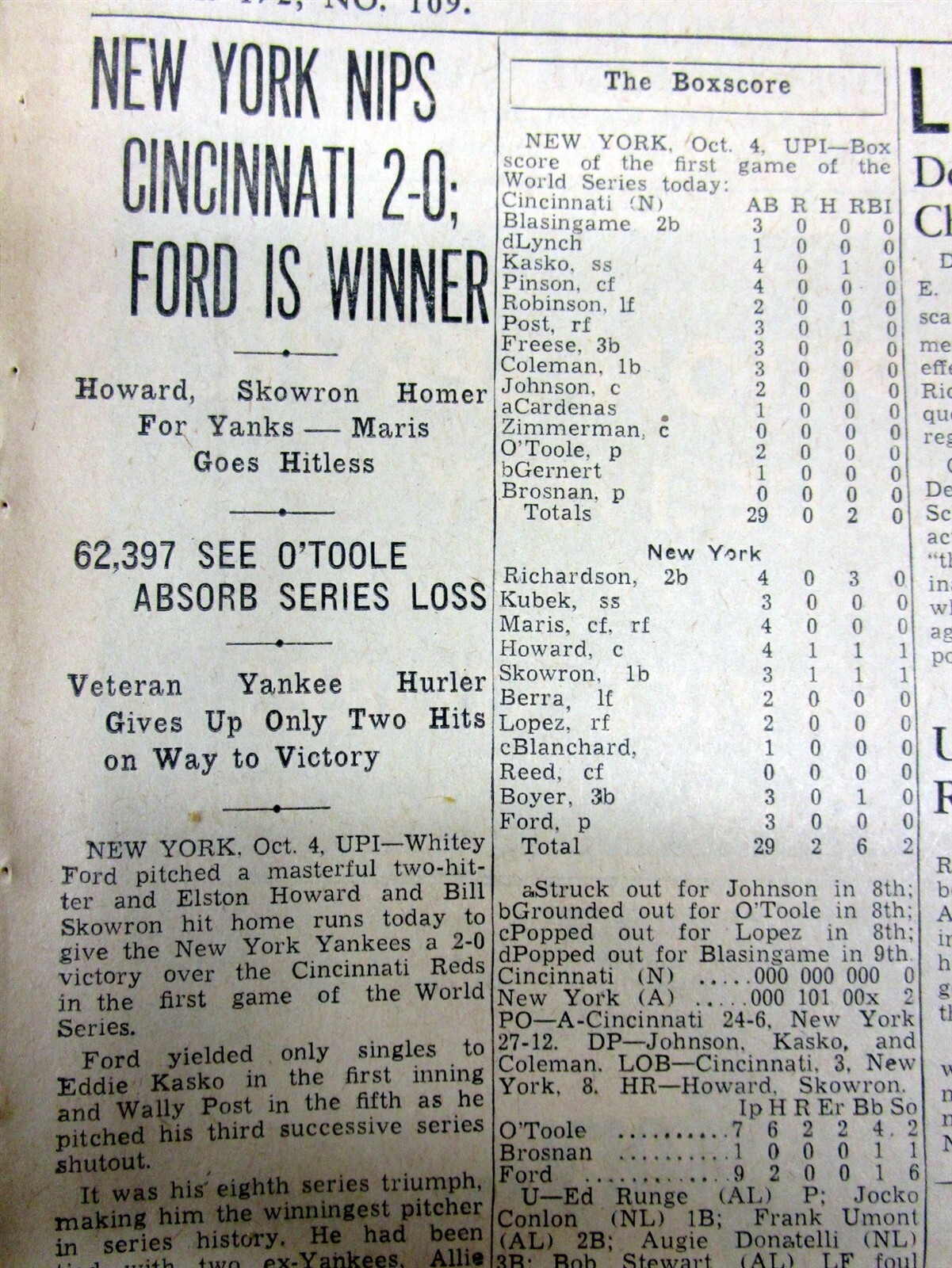 7 1961 newspapers NEW YORK YANKEES WIN baseball WORLD SERIES vs Cincinnati Reds