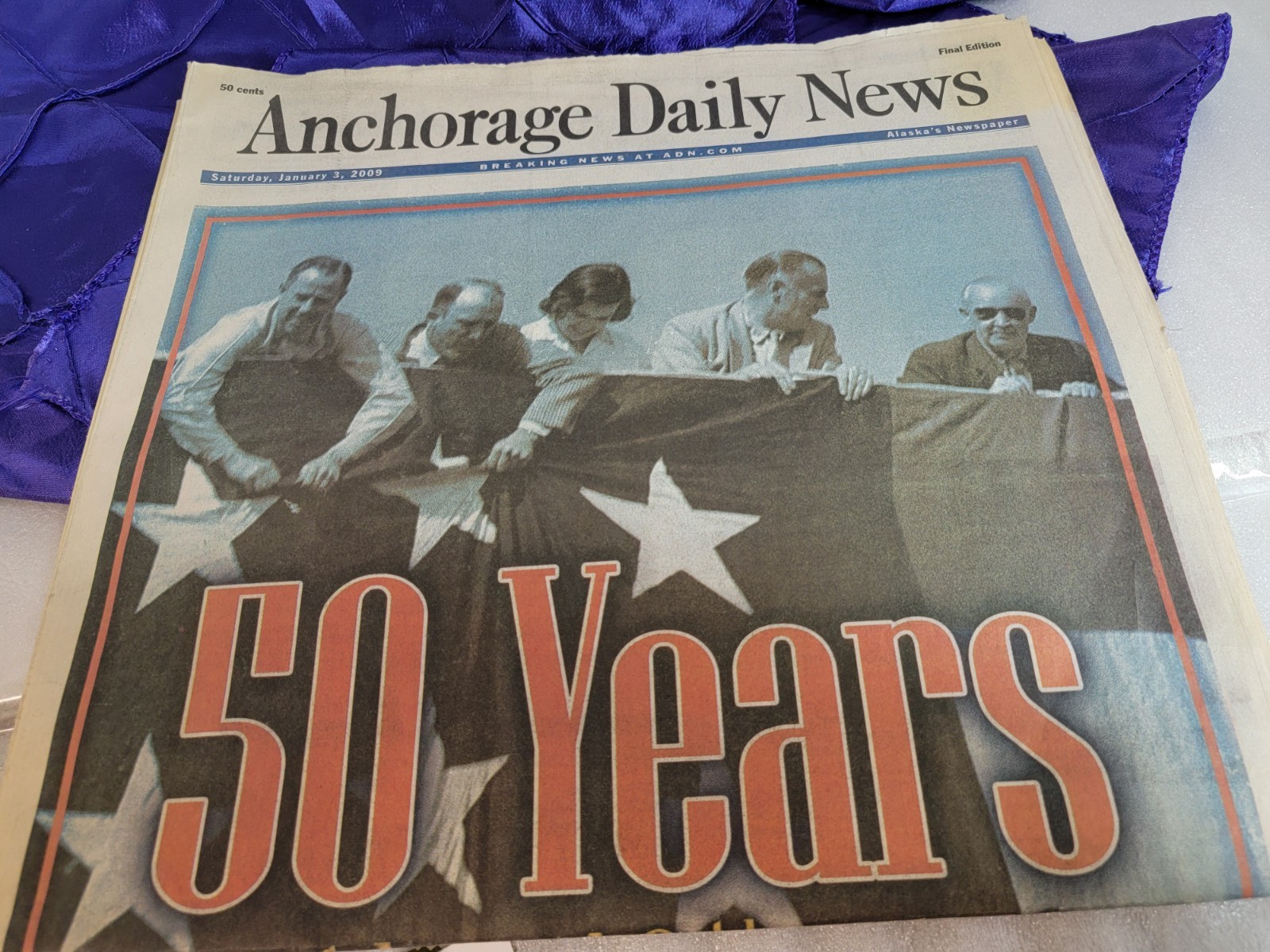 Vintage Newspaper ~ANCHORAGE DAILY NEWS ~ January 3, 2009 – Alaska’s 50th Year