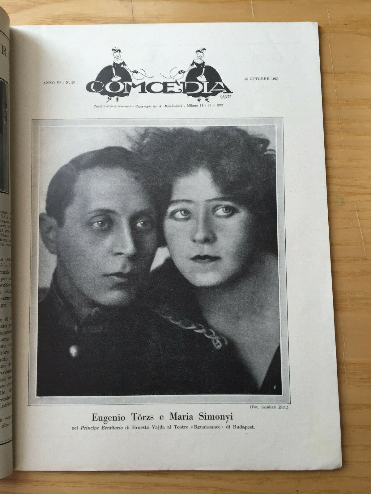 MONDADORI COMEDIA PERIODICO COMEDIA E VITA THEATRALE N 20 1923 G. PASTCOLI 2/19