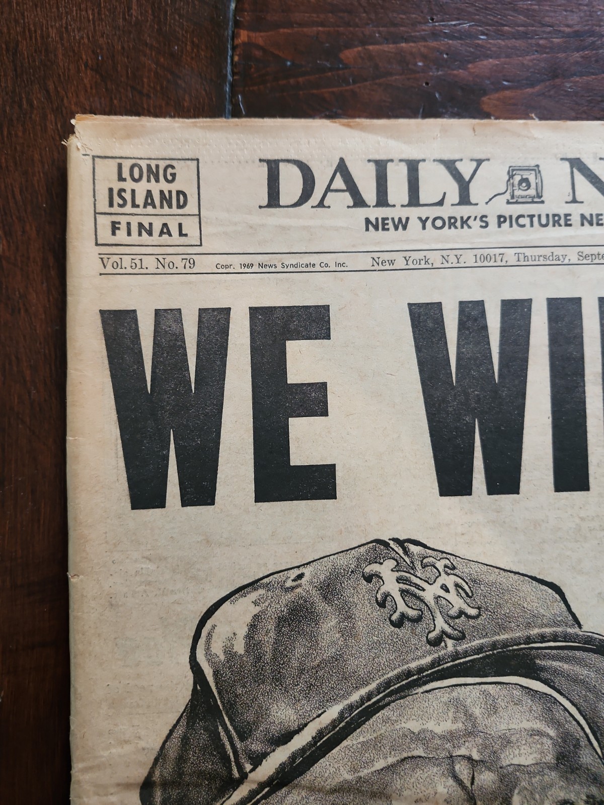 September 25, 1969 New York Mets WE WIN IT! New York Daily News Newspaper