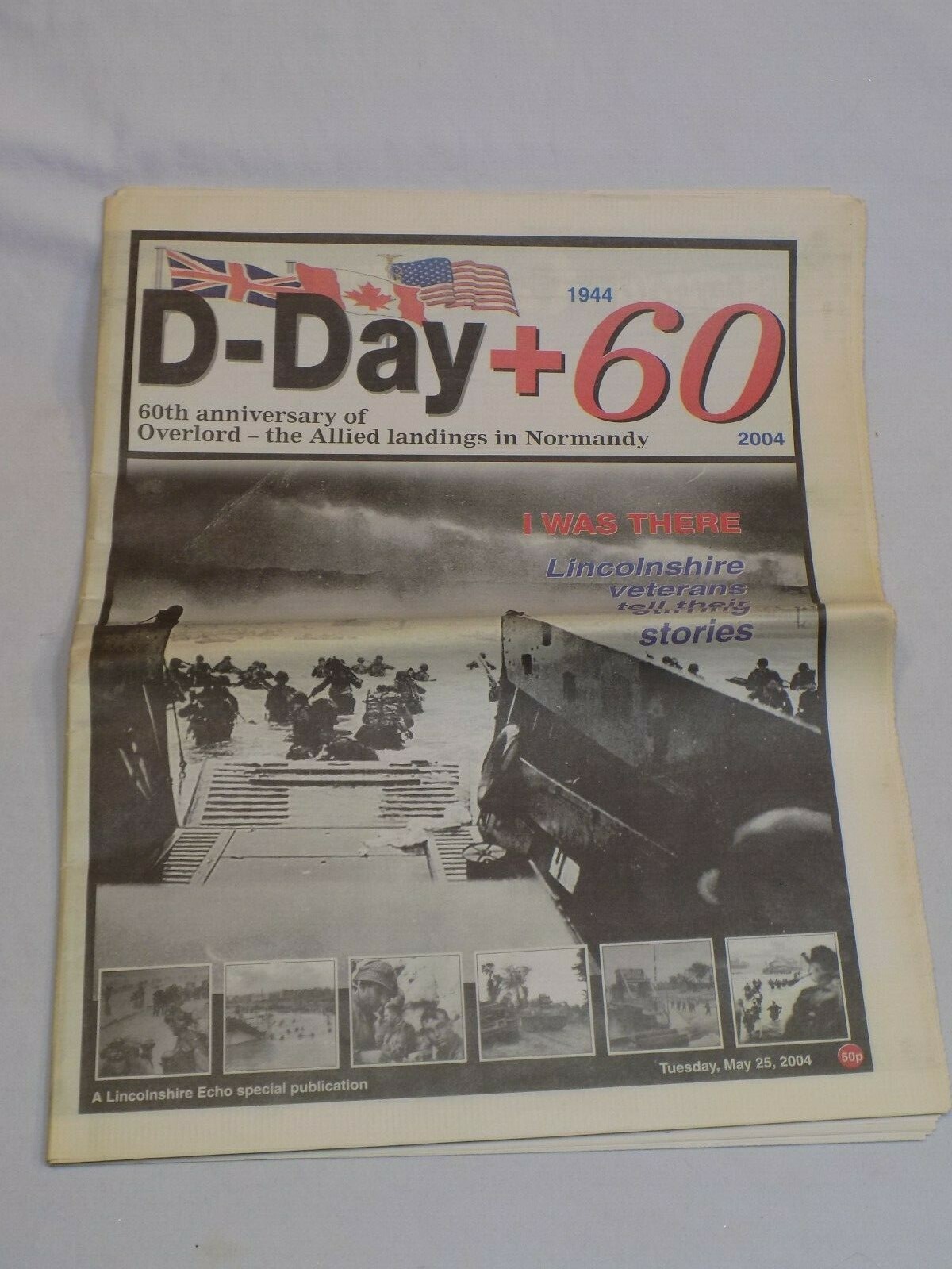 D-Day + 60 1944 2004 60th Anniversary Old Newspaper Lincolnshire Echo UK England
