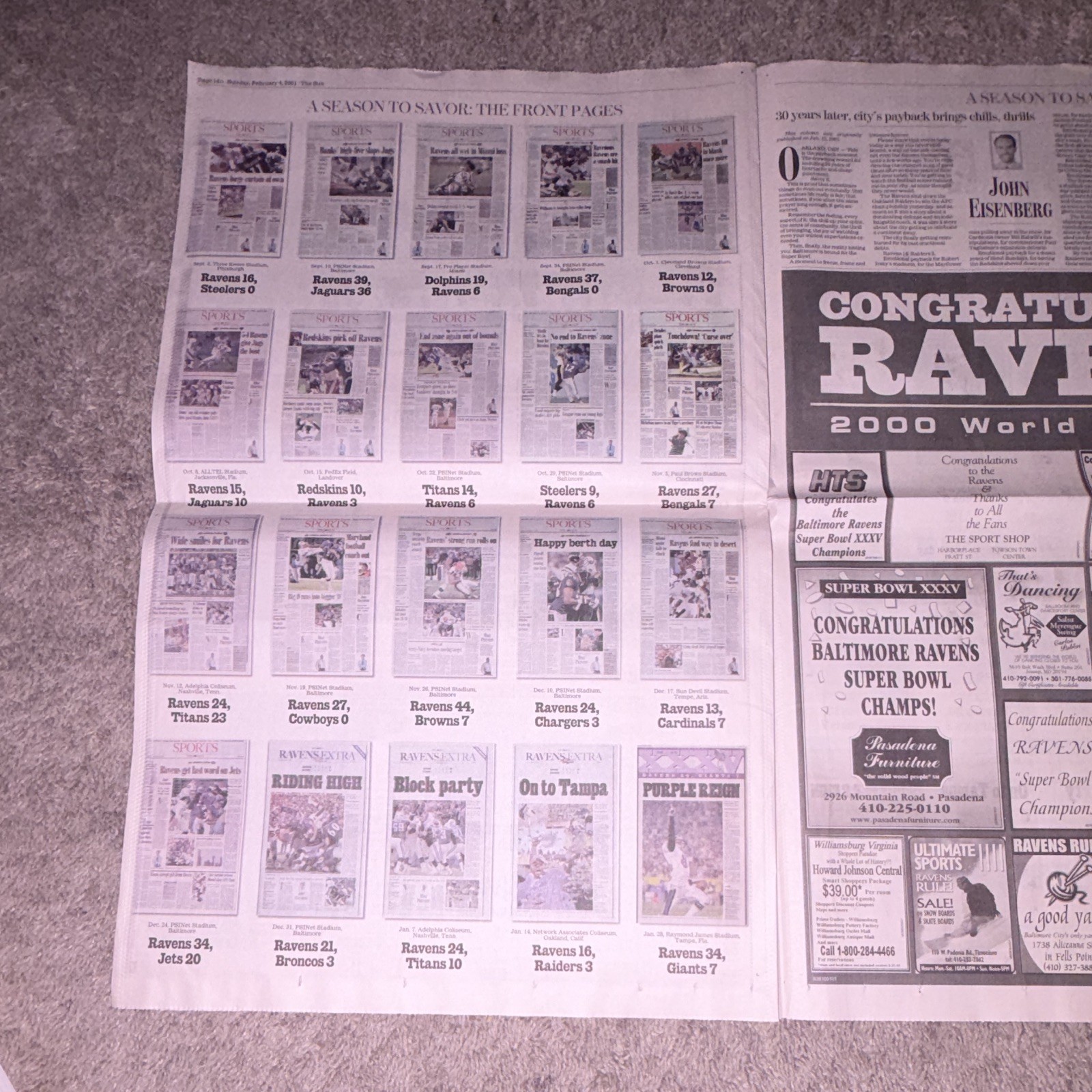 The Sun (Baltimore, MD) Feb 4, 2001 Commemorative Edition “A Season to Savor”