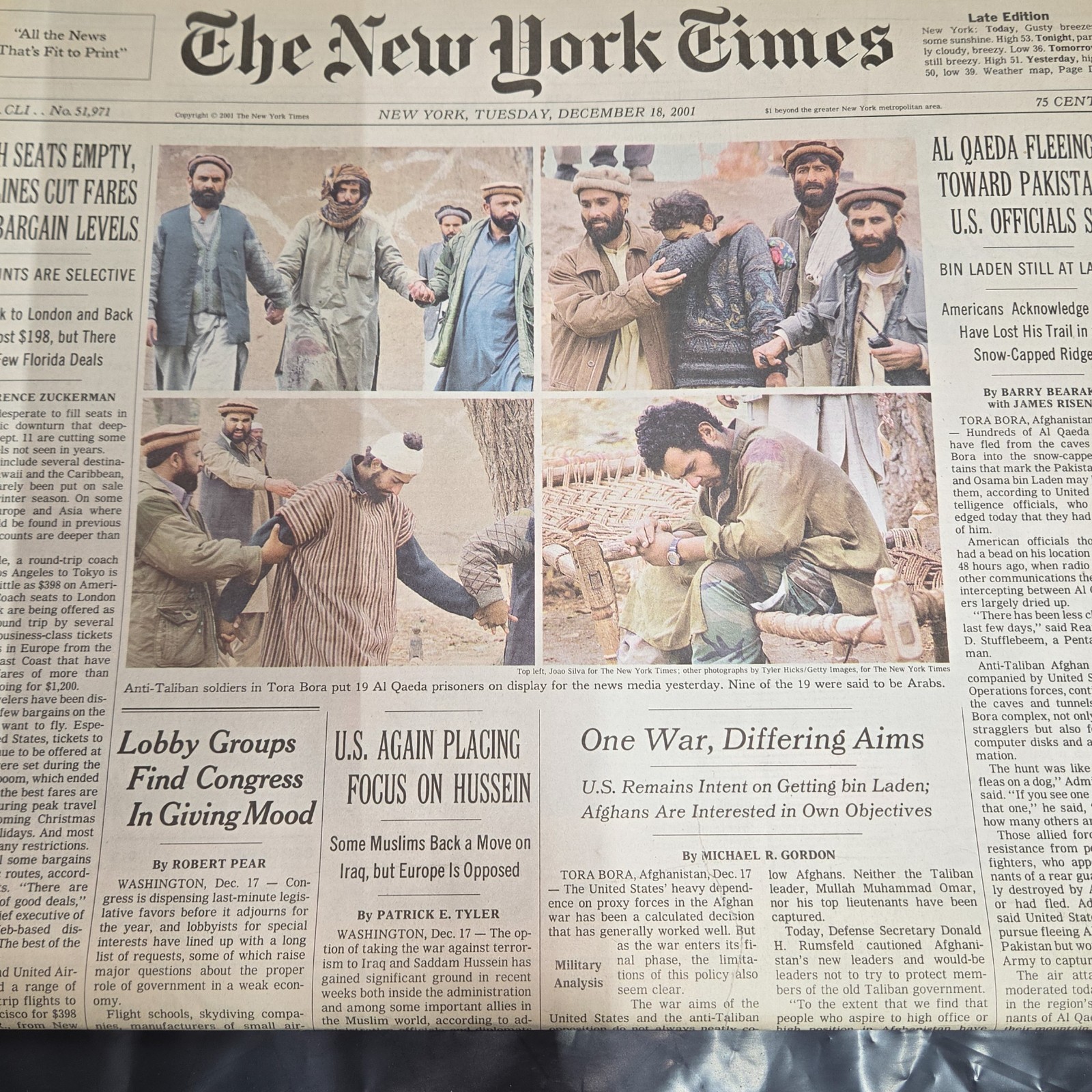 The New York Times December 18 2001 Al Qaeda Fleeing Toward Pakistan Newspaper