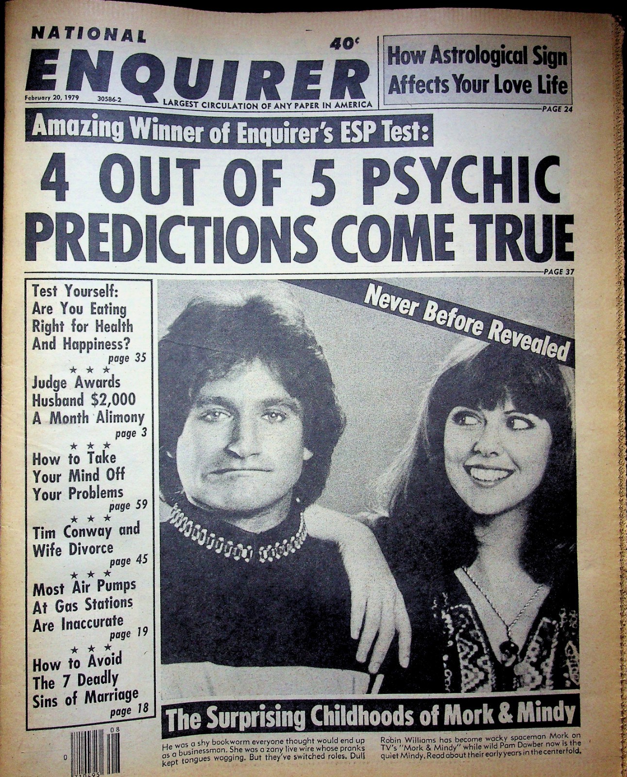 National Enquirer Tabloid Magazine Newspaper February 20, 1979 Vintage Used