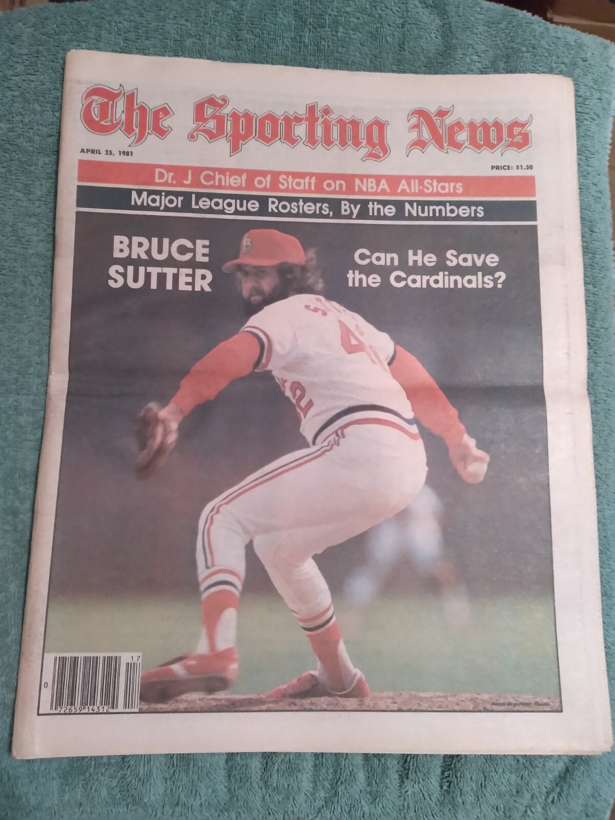 The Sporting News April 25, 1981 Cardinals Hall of Fame Reliever Bruce Sutter