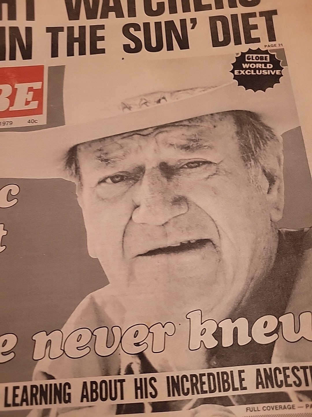 Midnight Globe Vintage Tabloid Magazine John Wayne July 1979