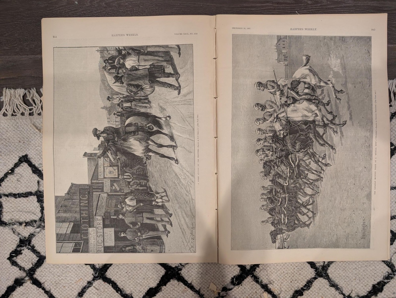 Harper’s Weekly Dec 24 1887 – Remington Canadian Mounted Police, Whittier Portra