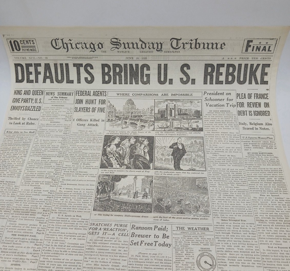 1933 Frank Nash Killed King George V President Roosevelt Chicago Newspaper Page